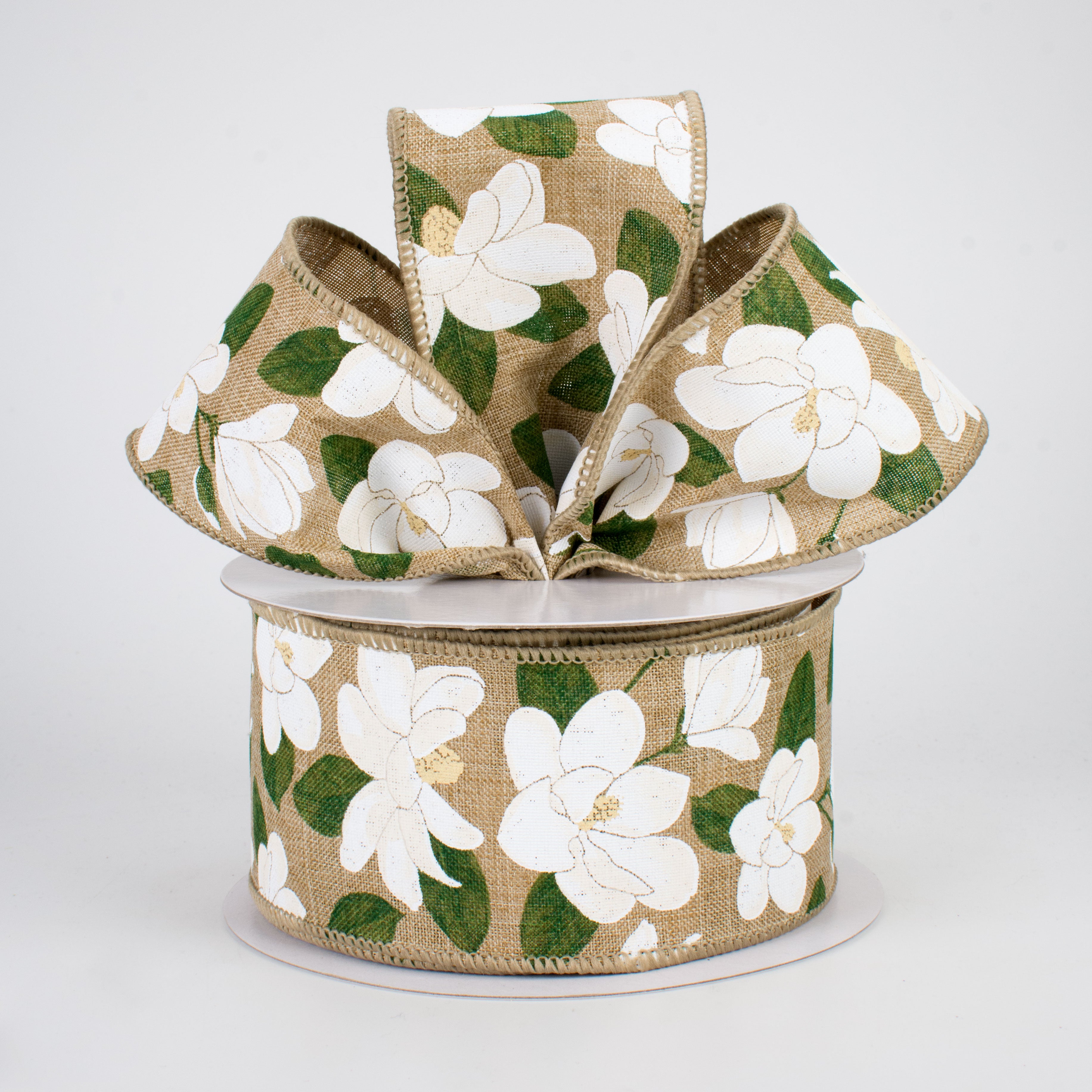 2.5" Magnolia Ribbon: Light Beige (10 Yards) Lifestyle Photo