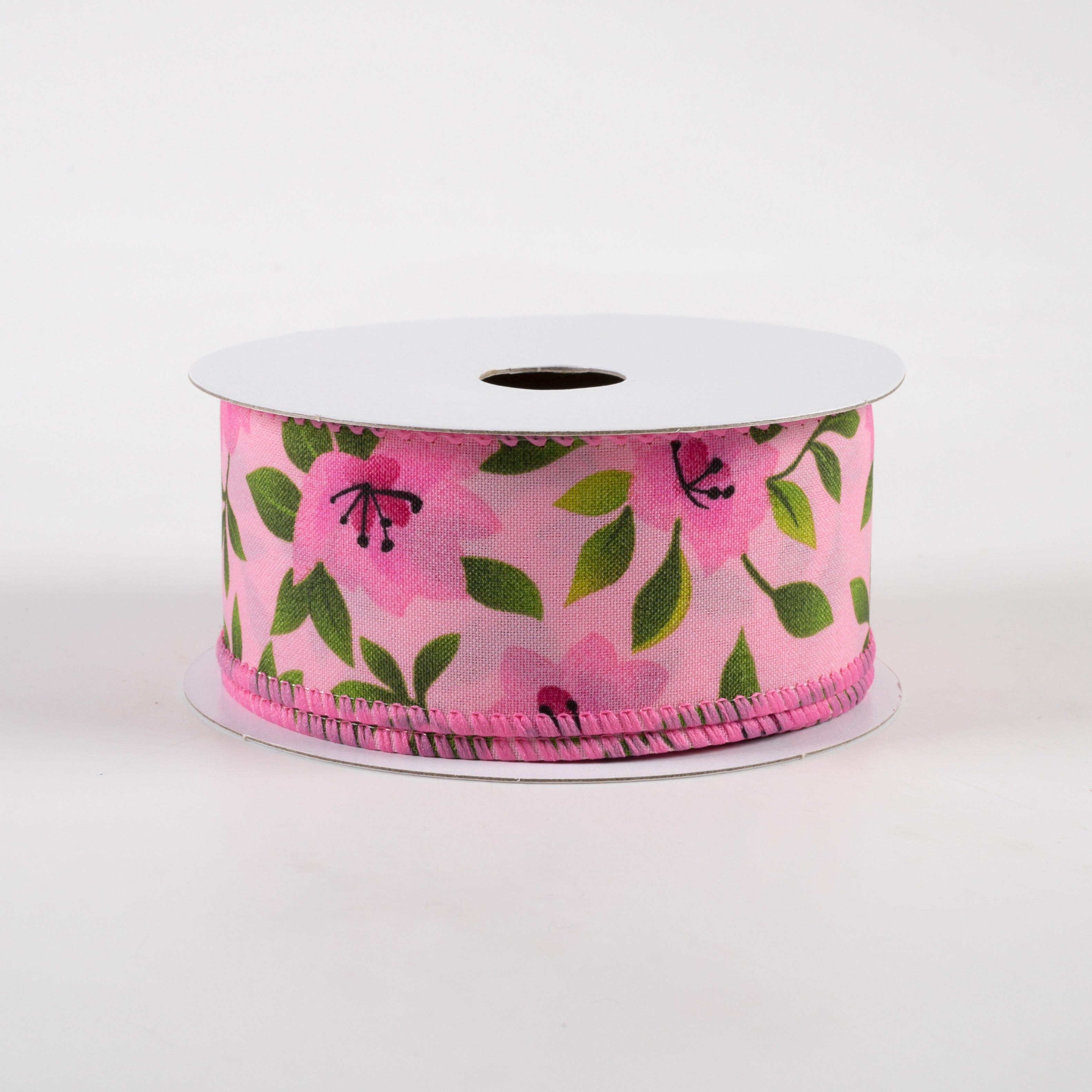 1.5" Magnolias Satin Ribbon: Pink (10 Yards)