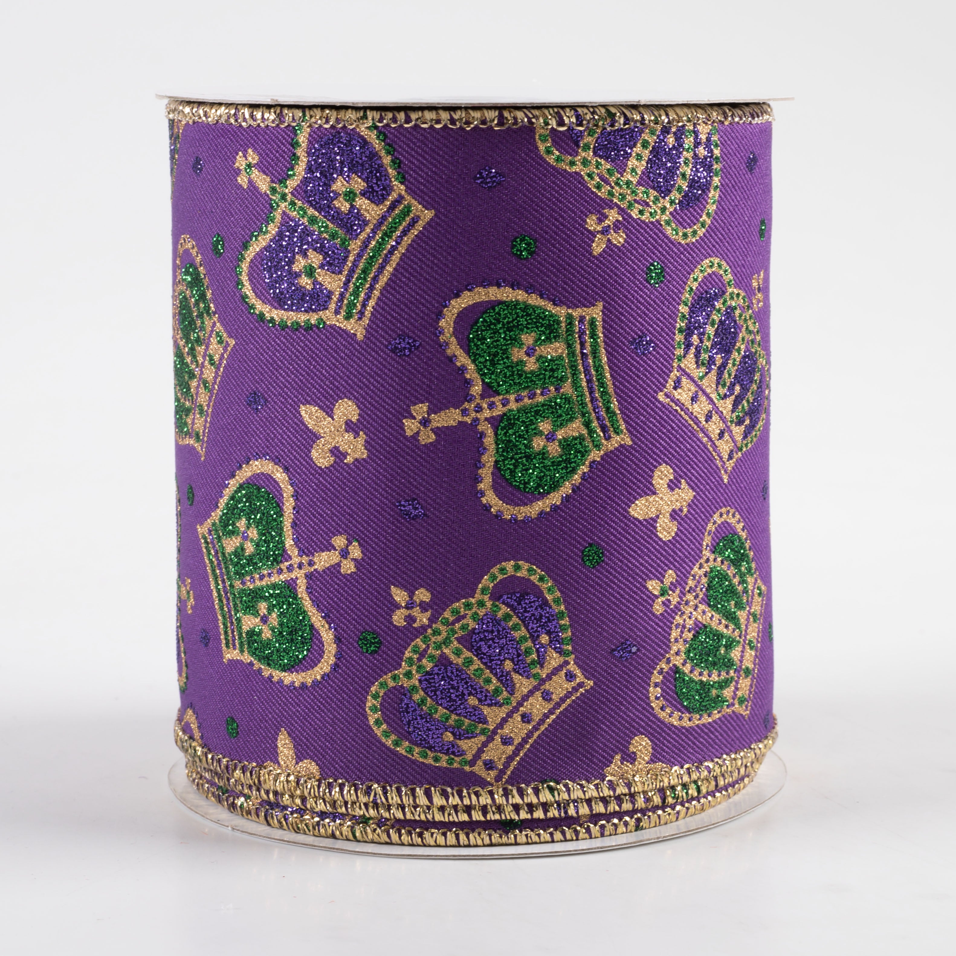 4" Mardi Gras Crowns Ribbon: Purple (10 Yards)