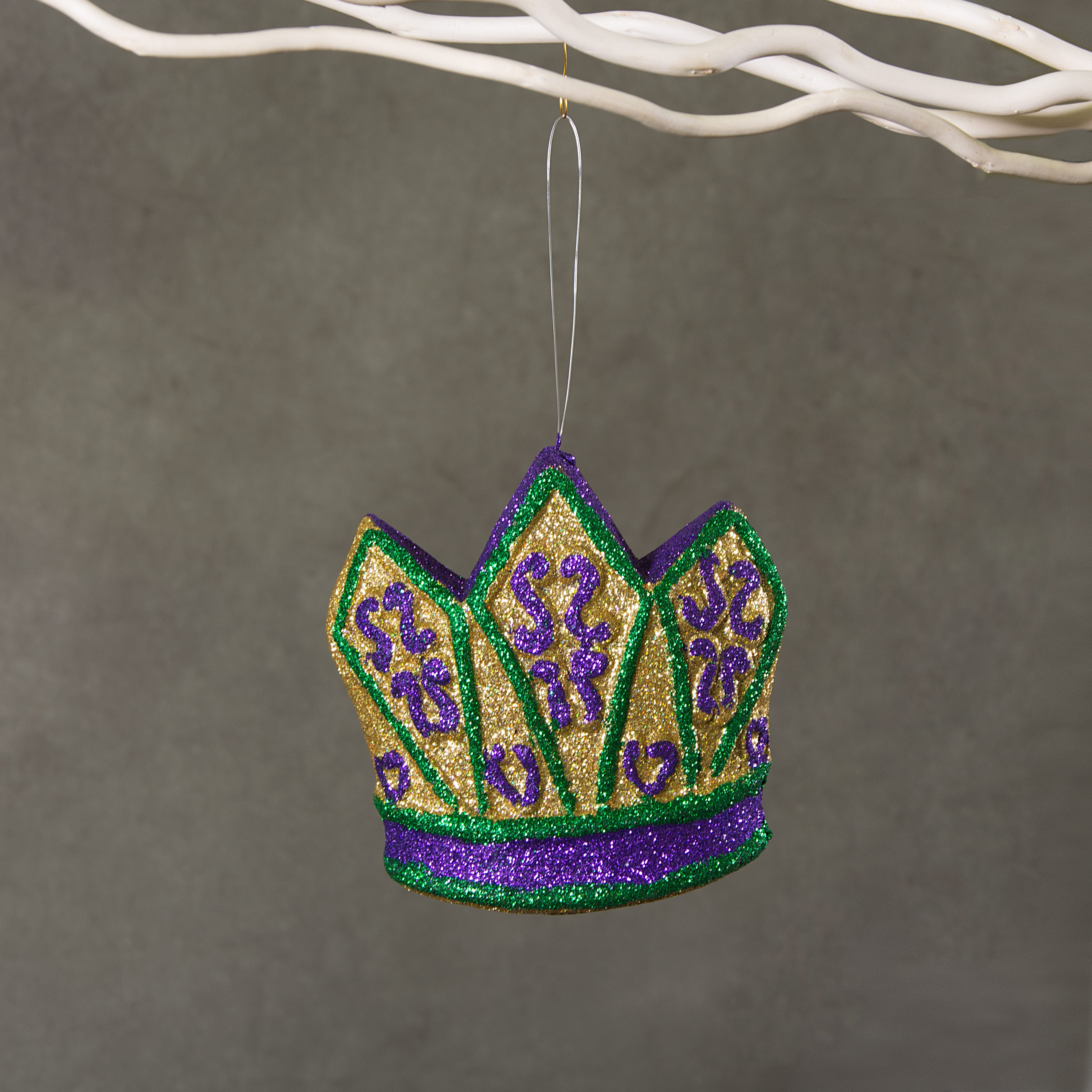 5.75" Mardi Gras Glittered Crown Foam Ornament detail photo 4