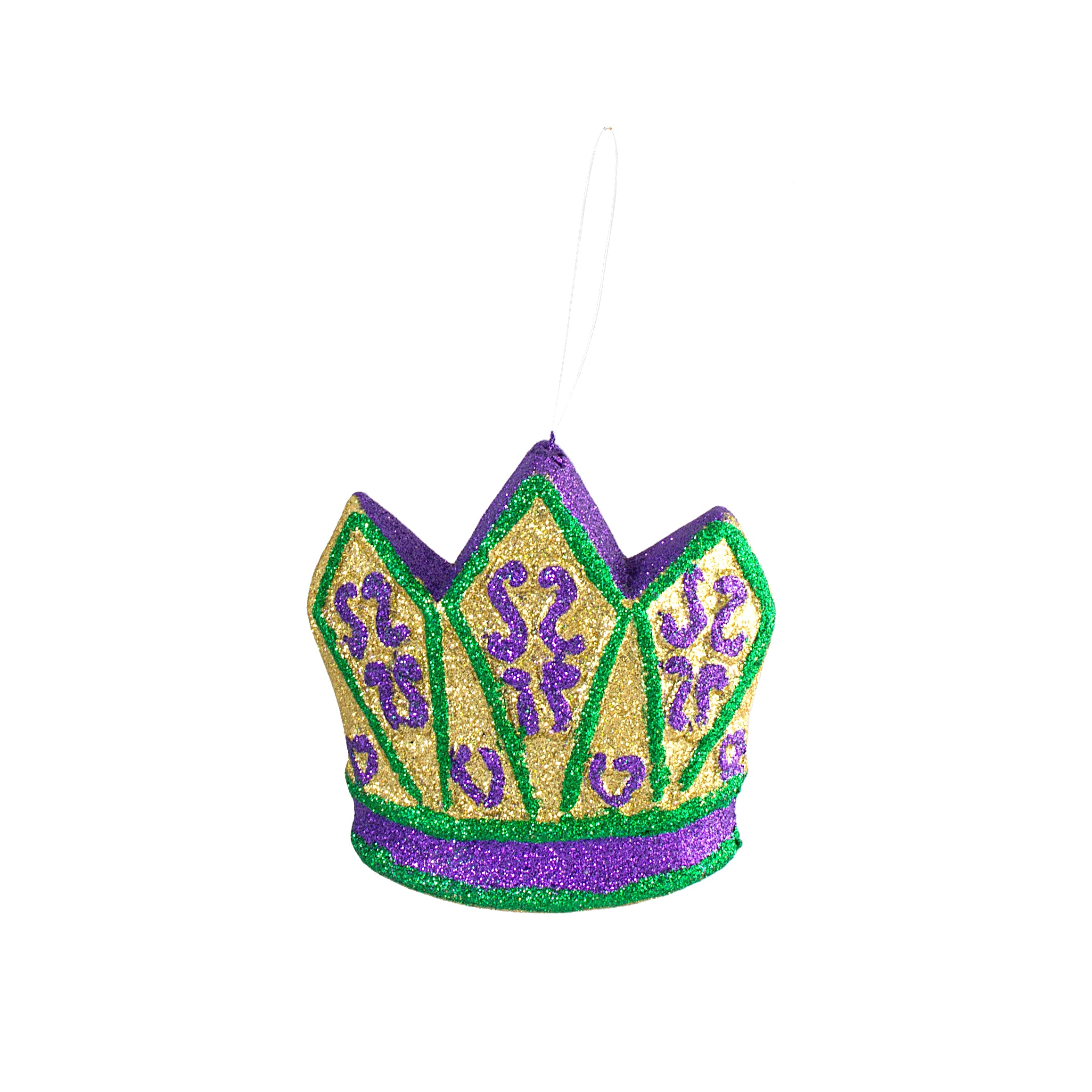 5.75" Mardi Gras Glittered Crown Foam Ornament Item Number: XY7962