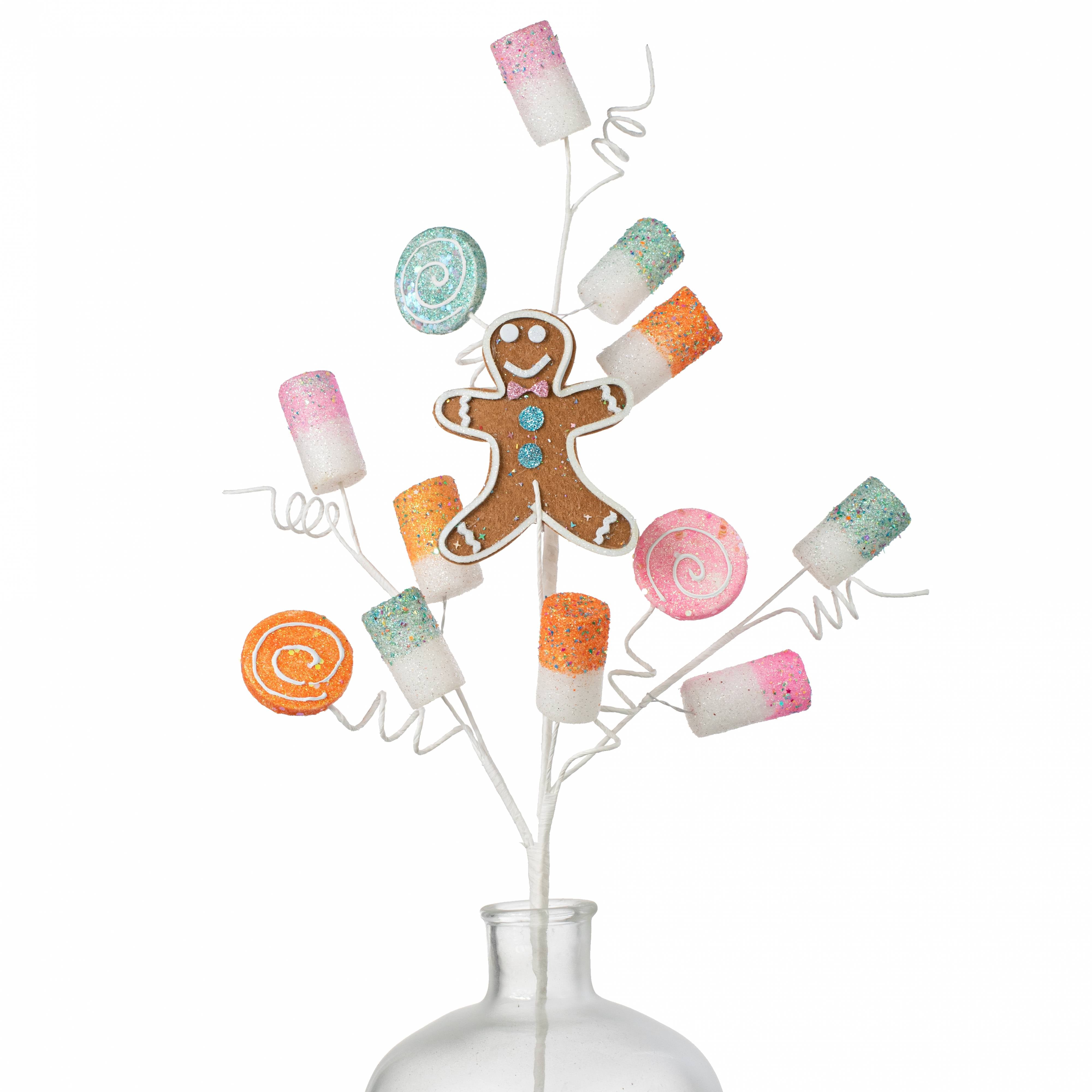 31" Marshmallows & Gingerbread Man Spray Item Number: 63578-MULTI