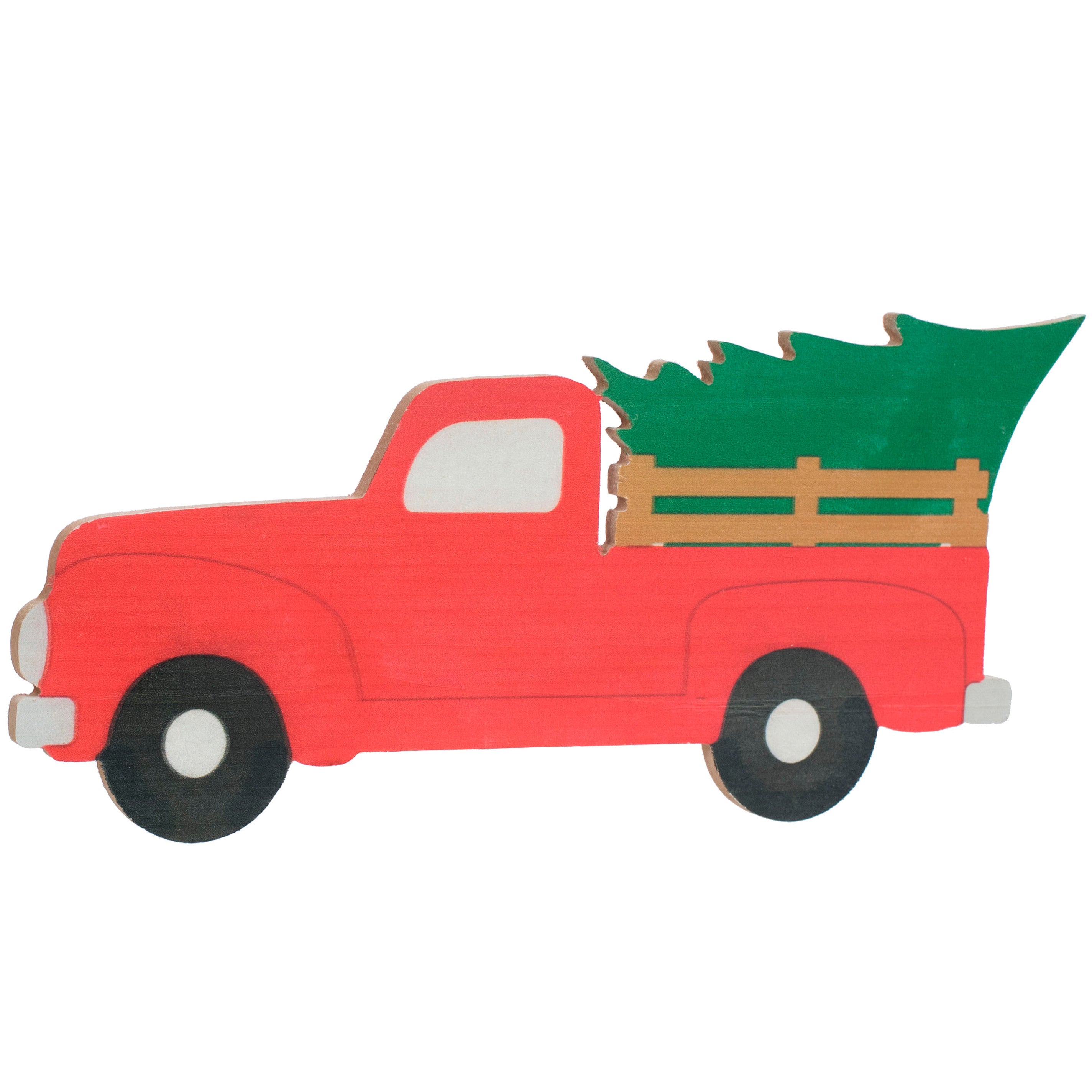 15" MDF Red Truck with Christmas Tree Item Number: AP8272