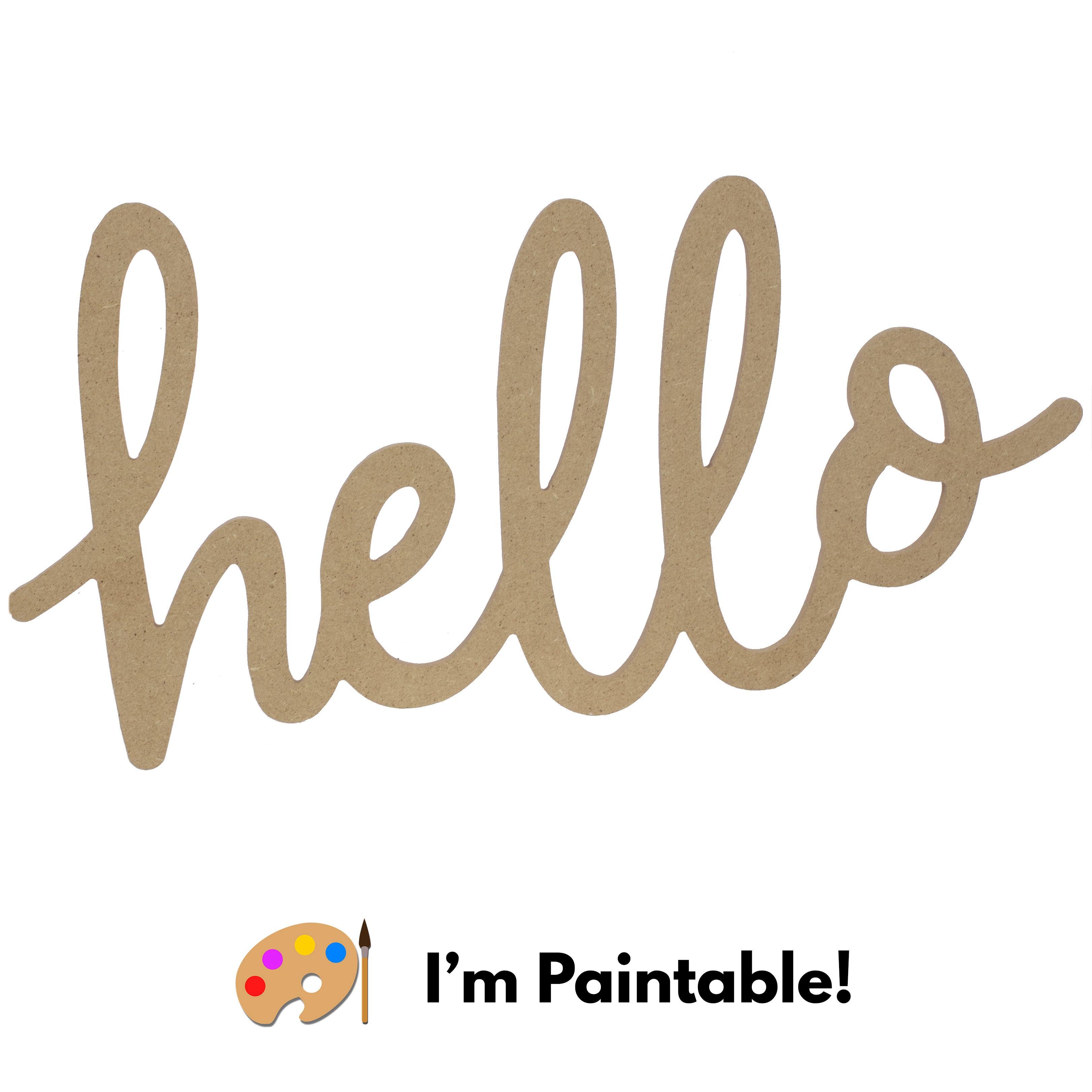 14" MDF Unfinished Cutout: Hello Item Number: AB2456