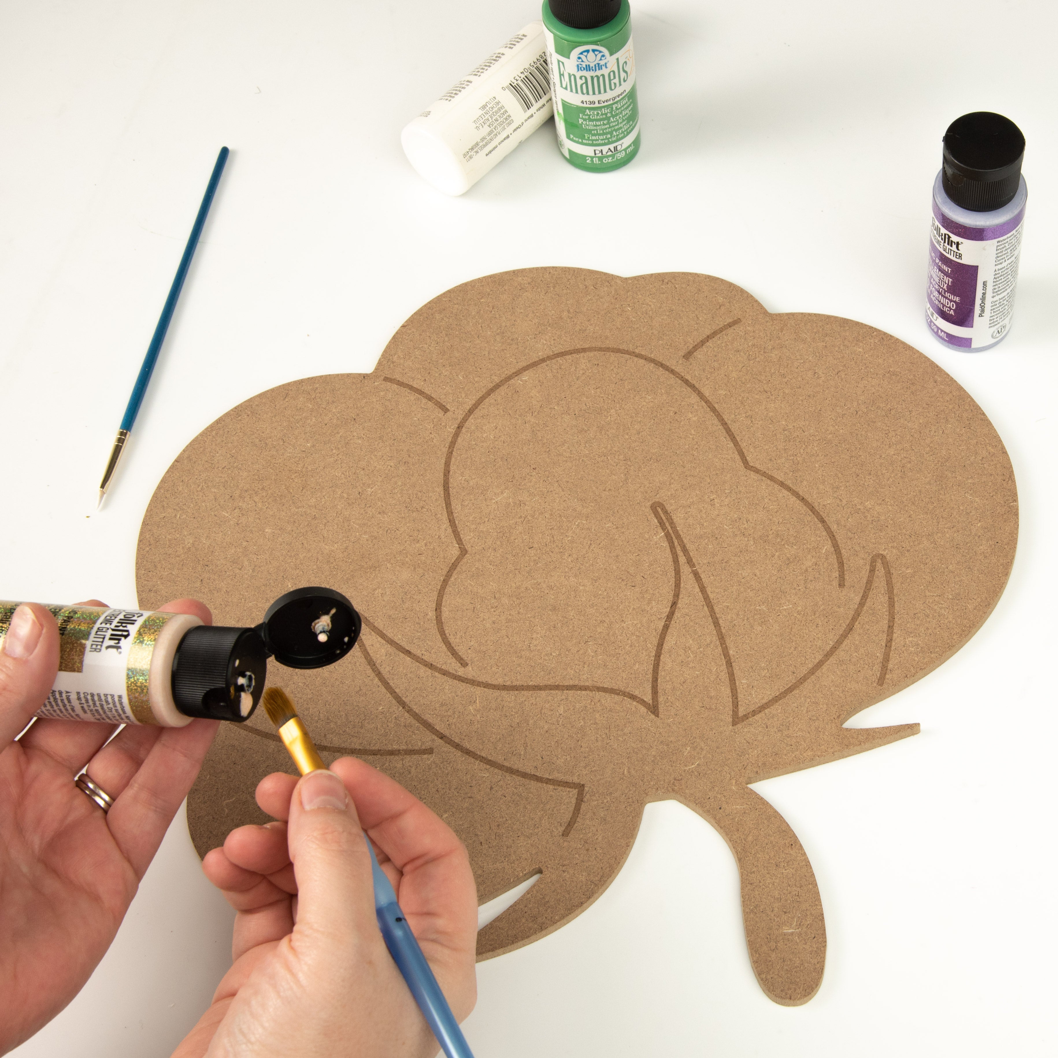 12" MDF Unfinished Shape: Cotton Pod Lifestyle Photo