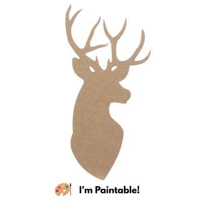 14" MDF Unfinished Shape: Deer Head Item Number: AB2487