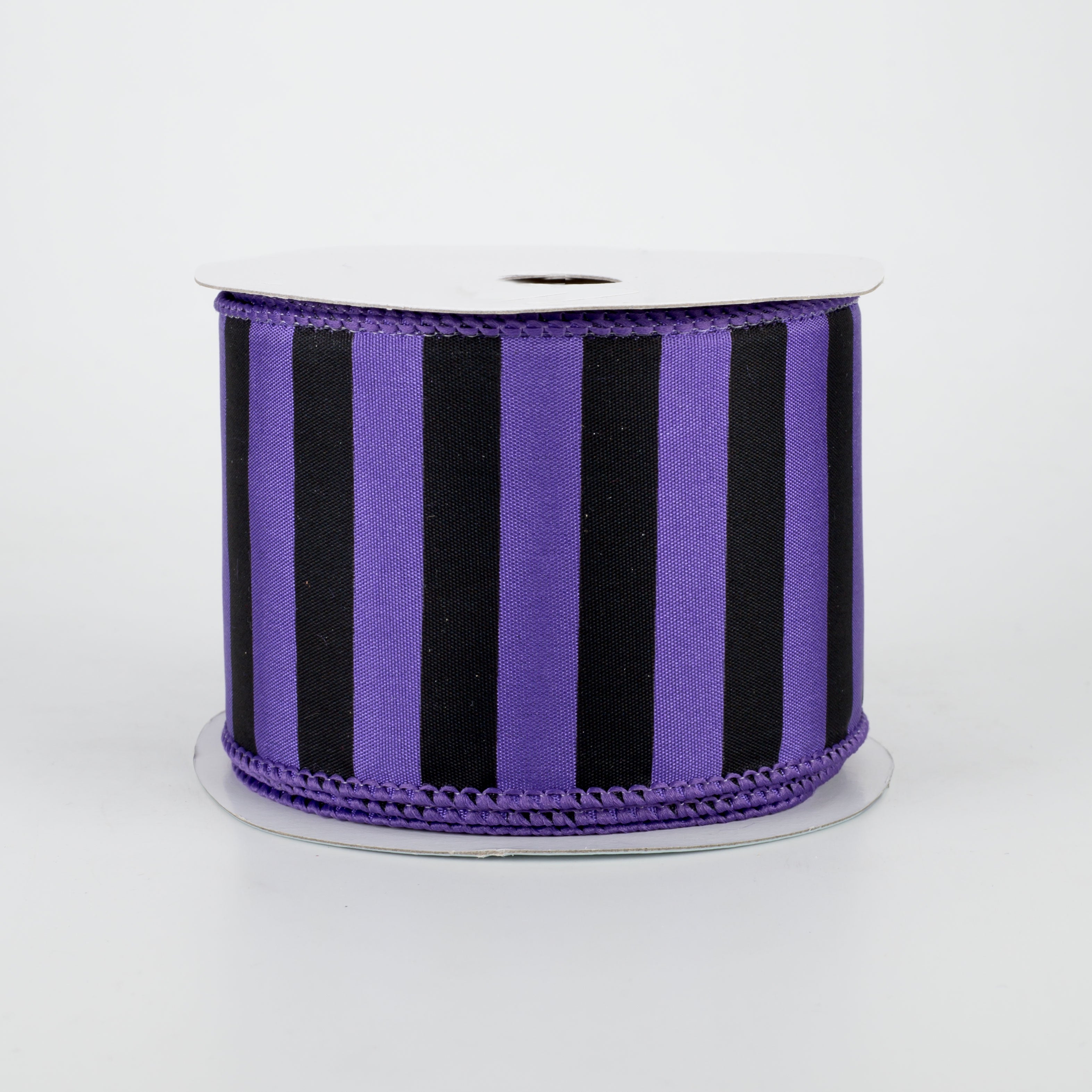 2.5" Medium Stripe Ribbon: Purple & Black (10 Yards)