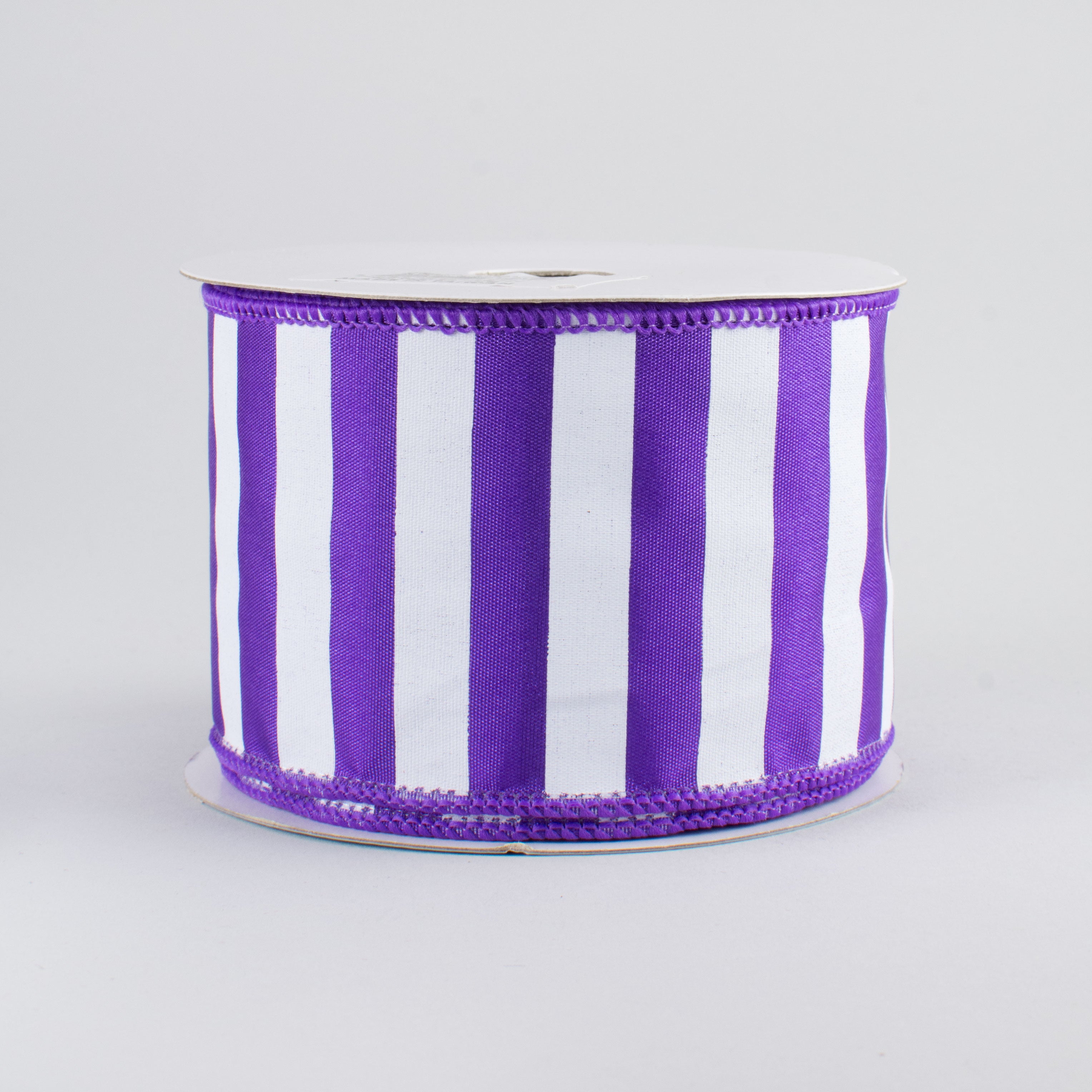 2.5" Medium Stripe Ribbon: Purple & White (10 Yards)