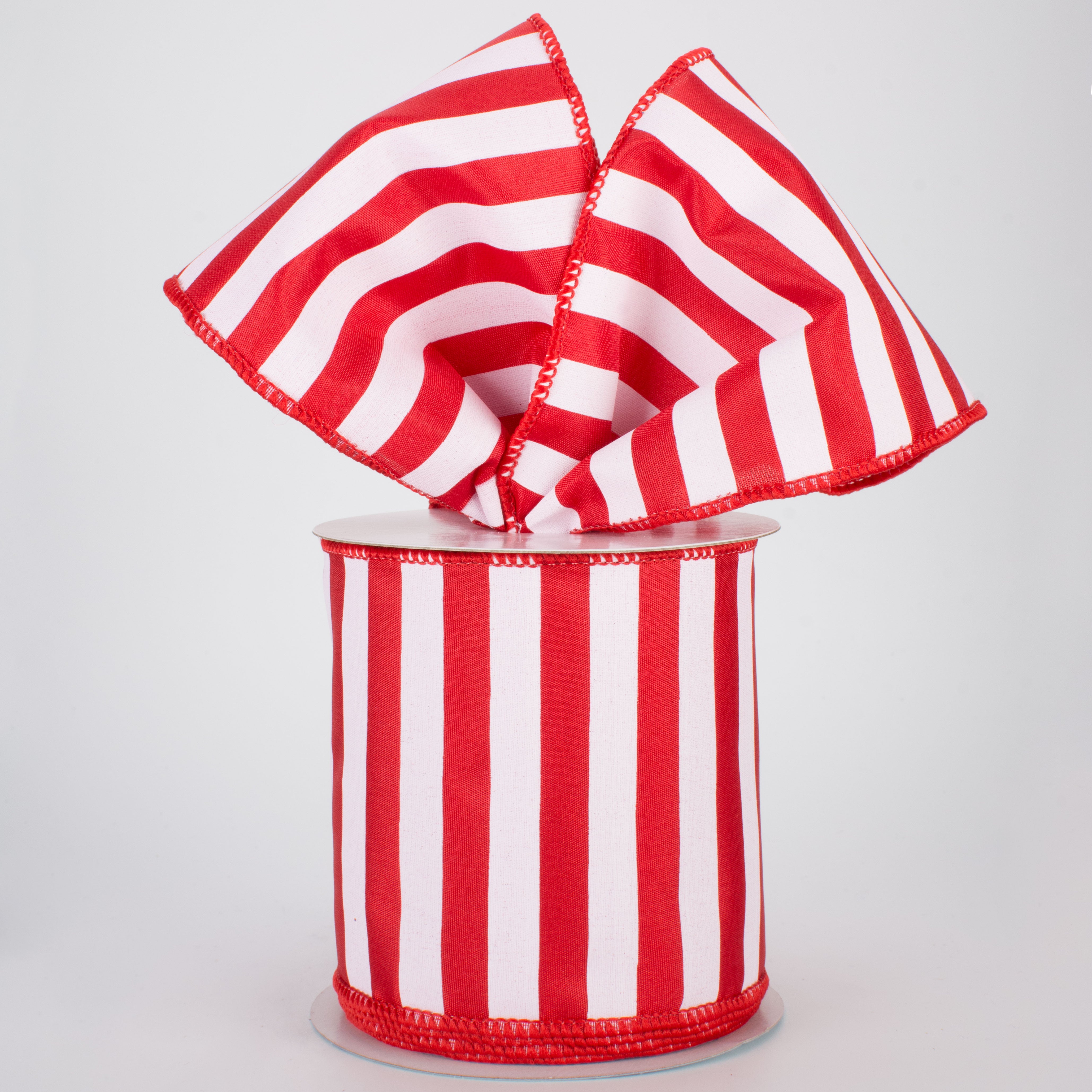 4" Medium Stripe Ribbon: Red & White (10 Yards) Lifestyle Photo