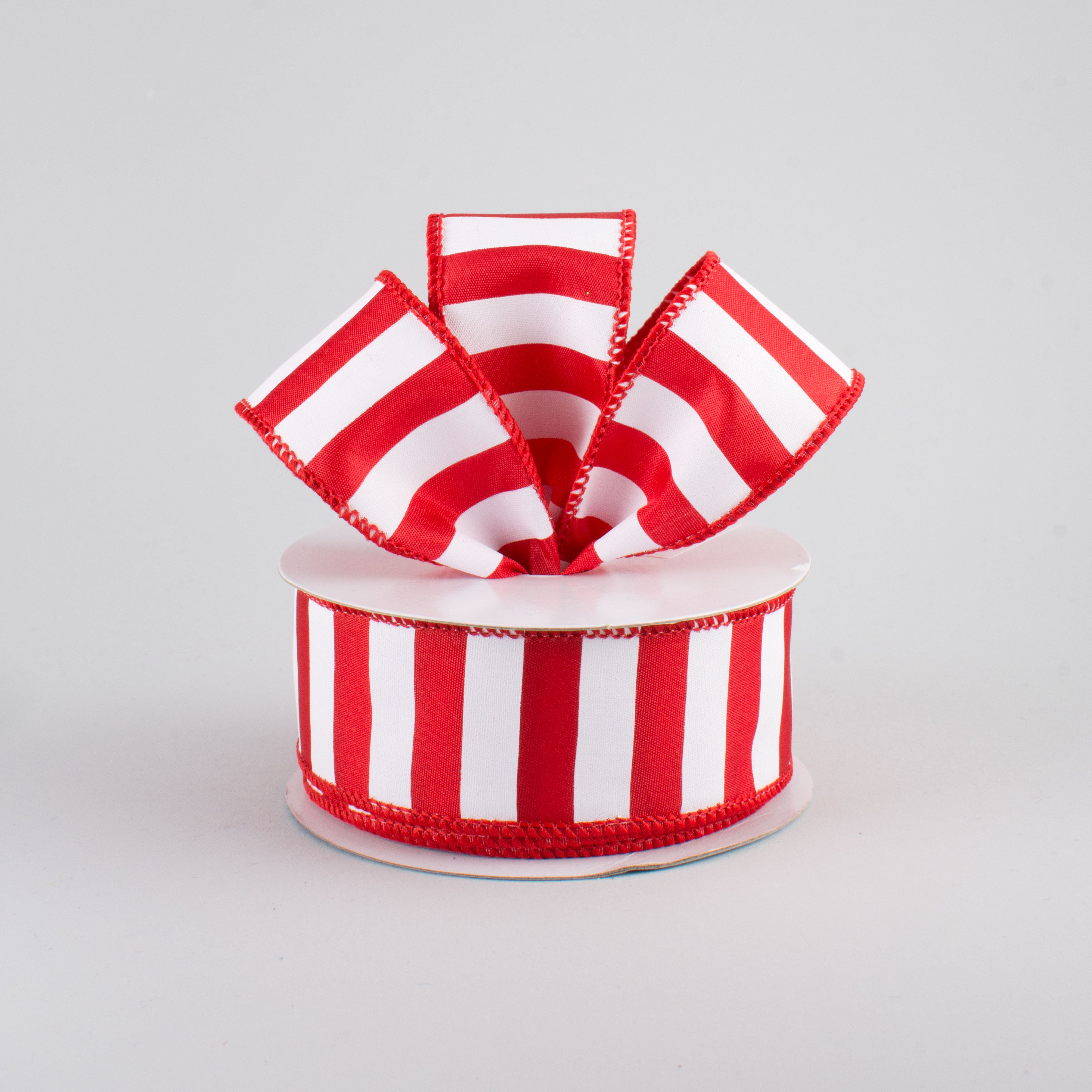 1.5" Medium Stripe Ribbon: Red & White (10 Yards) Lifestyle Photo