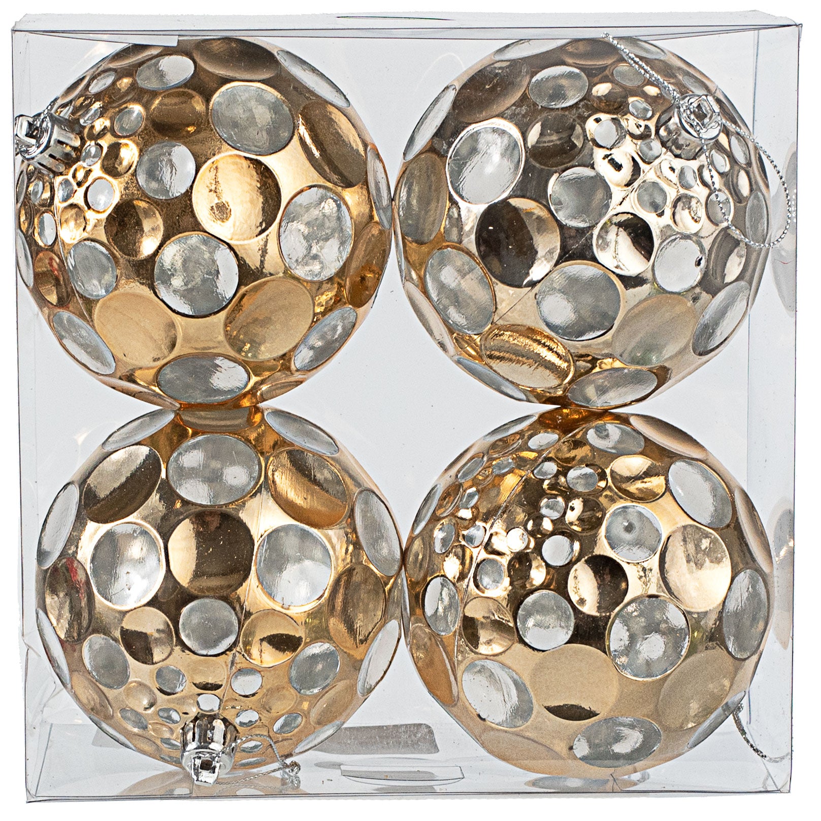 4" Mercury Dot Ball Ornaments: Gold (4) Item Number: 2842000GD
