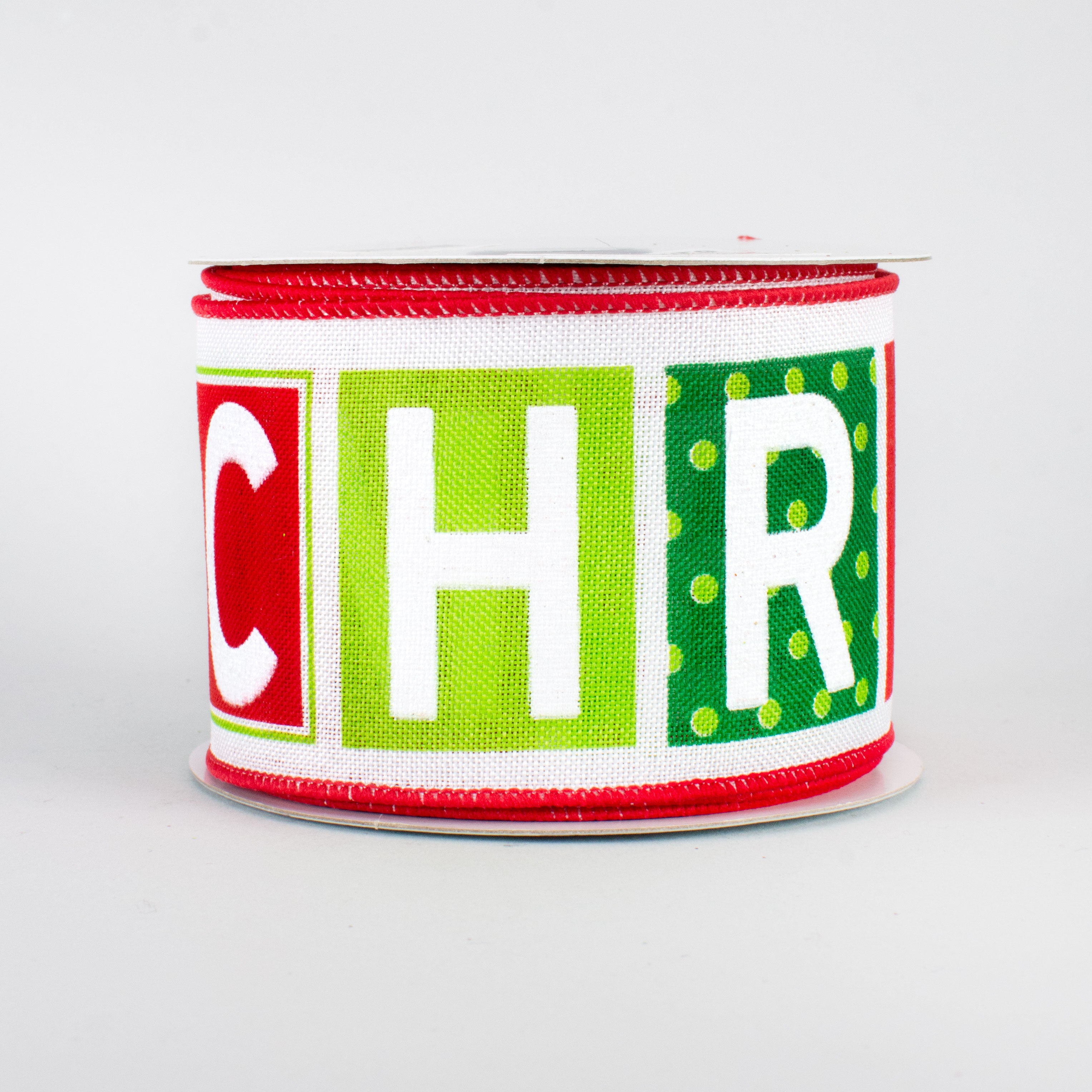 2.5" Merry Christmas Patterned Blocks Ribbon (10 Yards)
