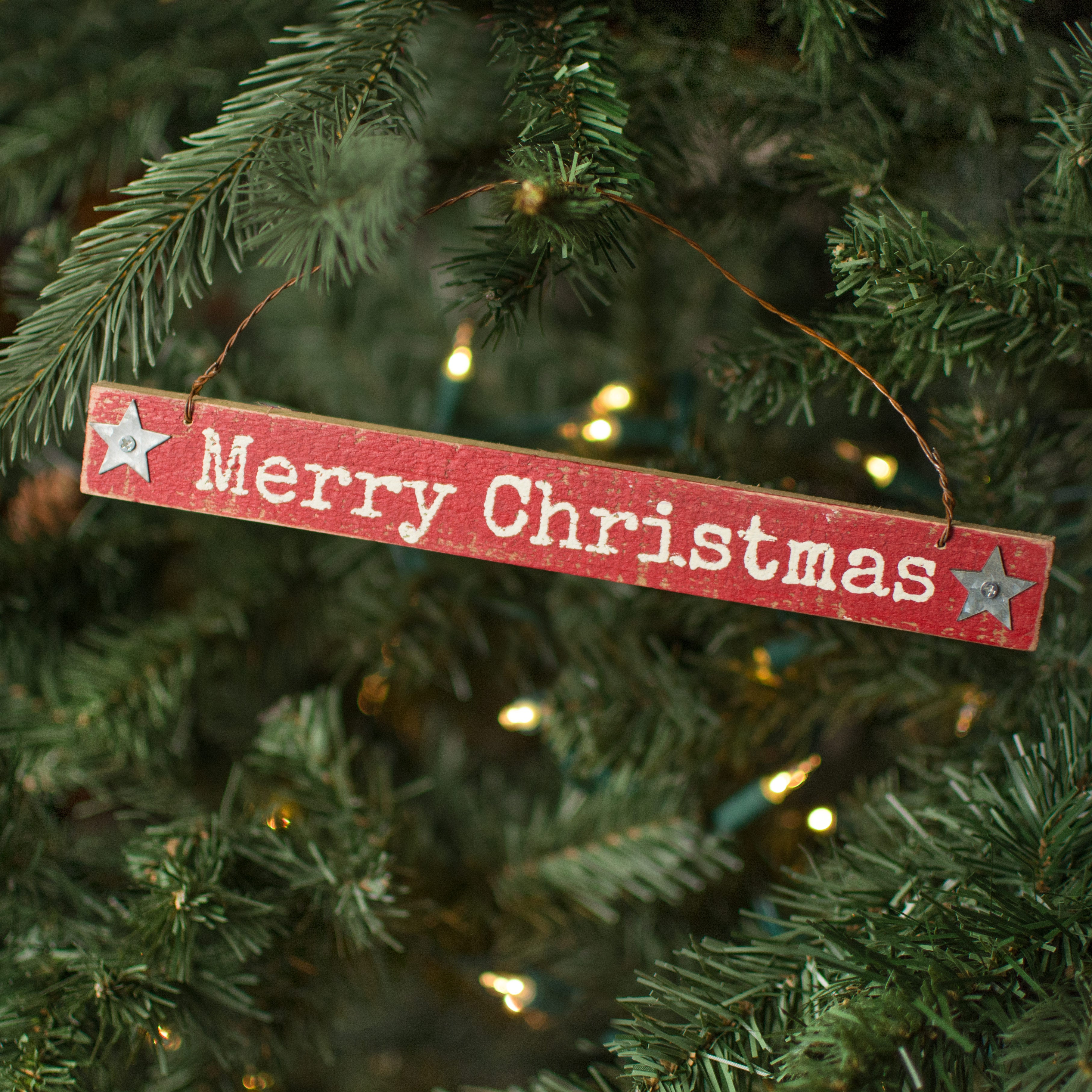 9" Merry Christmas Wood Ornament Lifestyle Photo