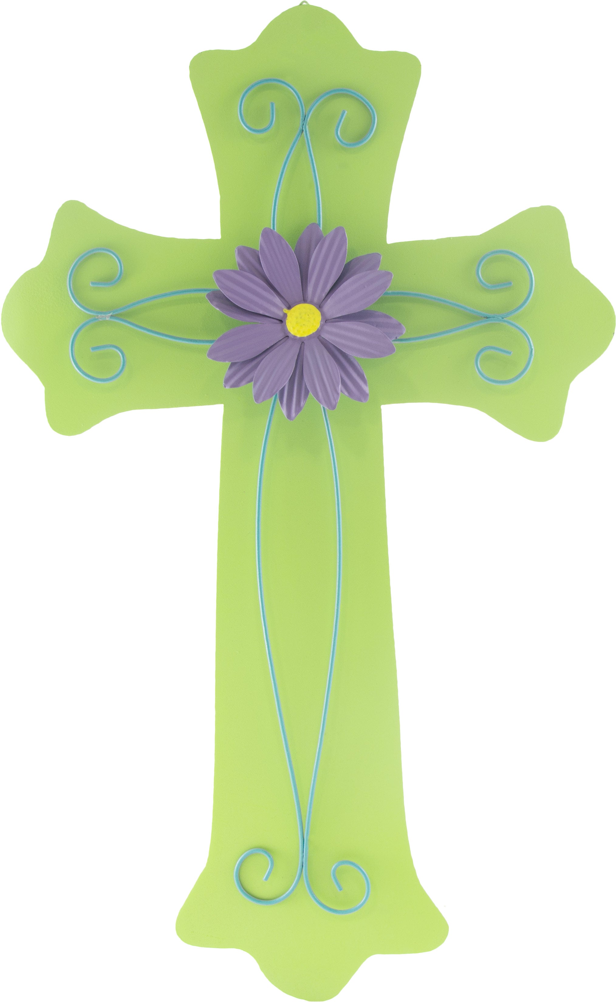 20" Metal Cross With Flower Item Number: 61726GN
