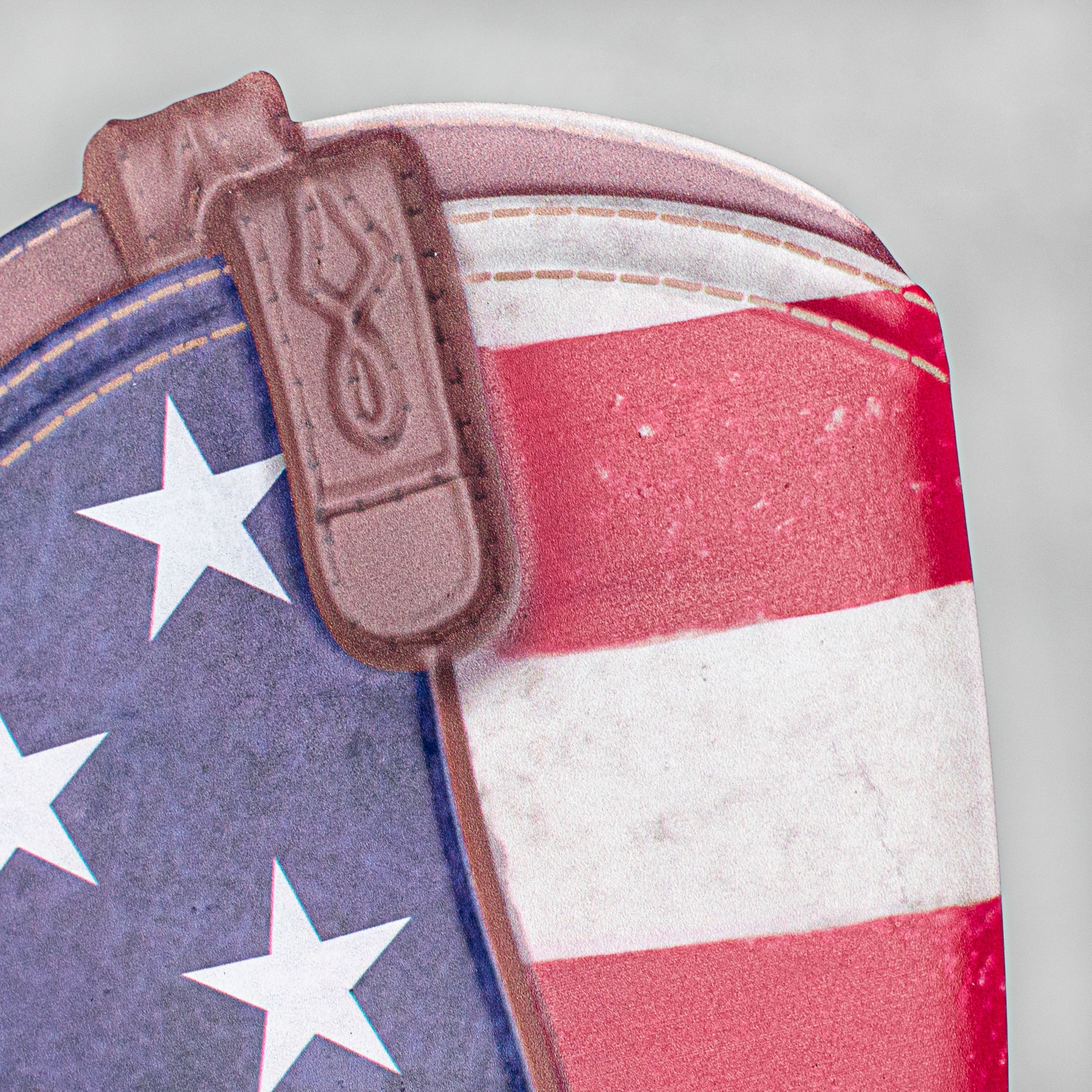 12.5" Metal Embossed Hanger: American Flag Cowboy Boot detail photo 3