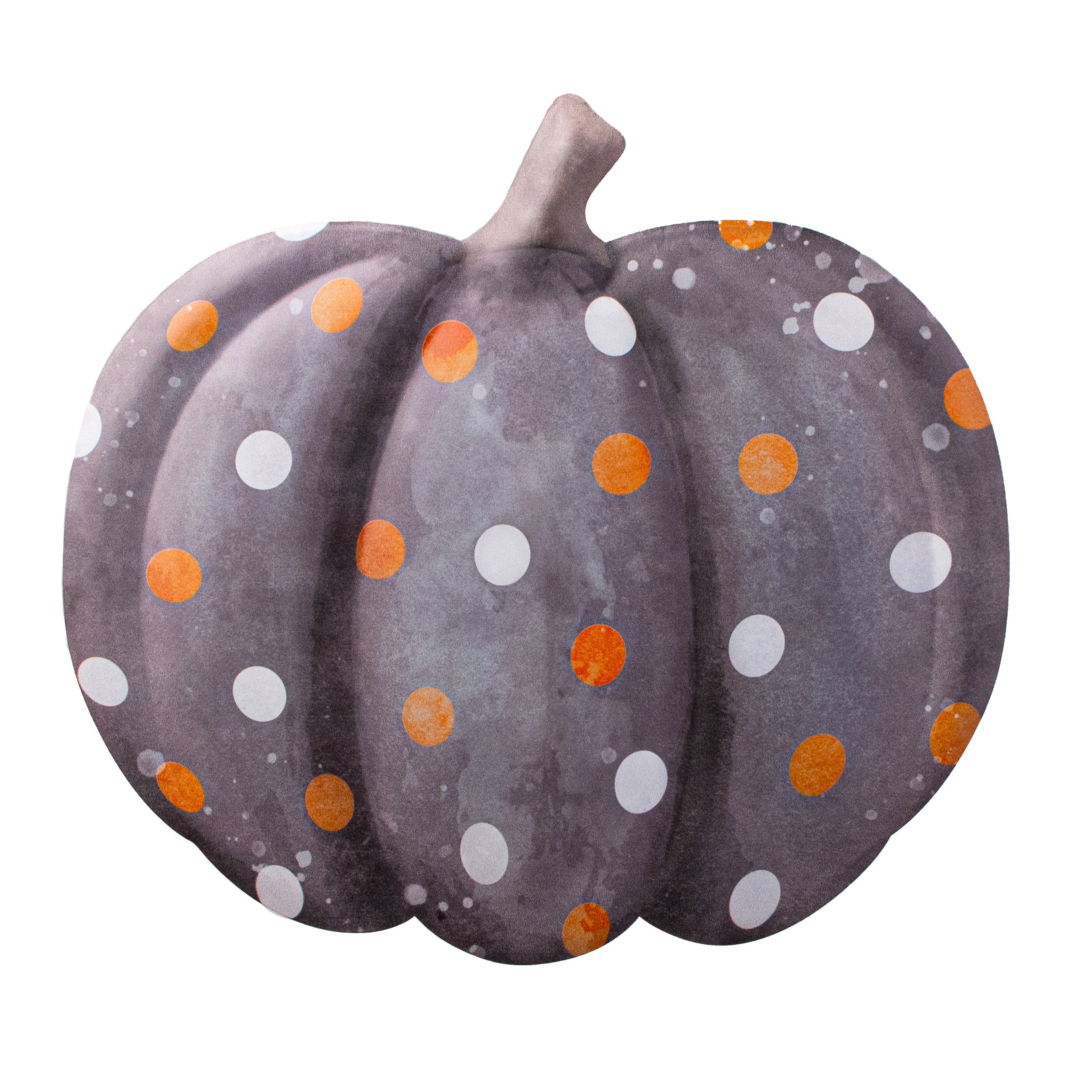 12" Metal Embossed Hanger: Black & Orange Polka Dot Pumpkin Item Number: MD076438