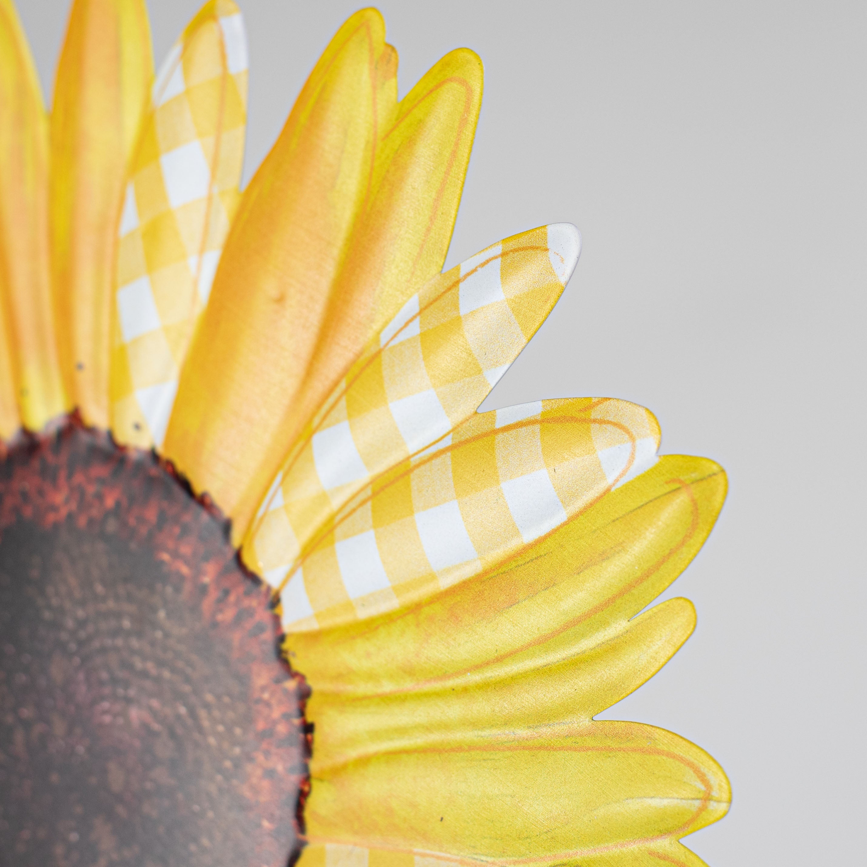12" Metal Embossed Hanger: Check Sunflower detail photo 3