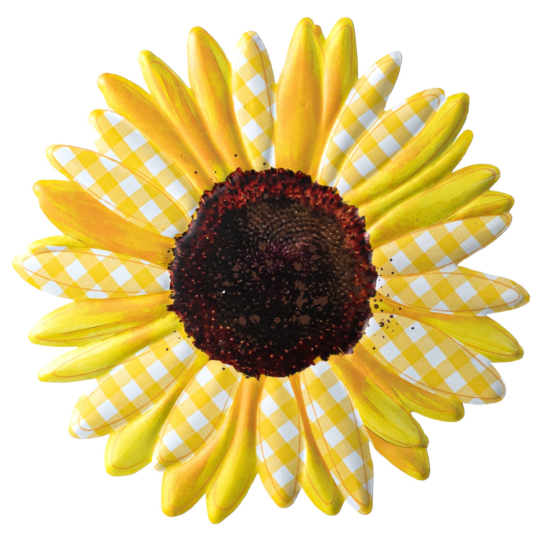 12" Metal Embossed Hanger: Check Sunflower Item Number: MD078429