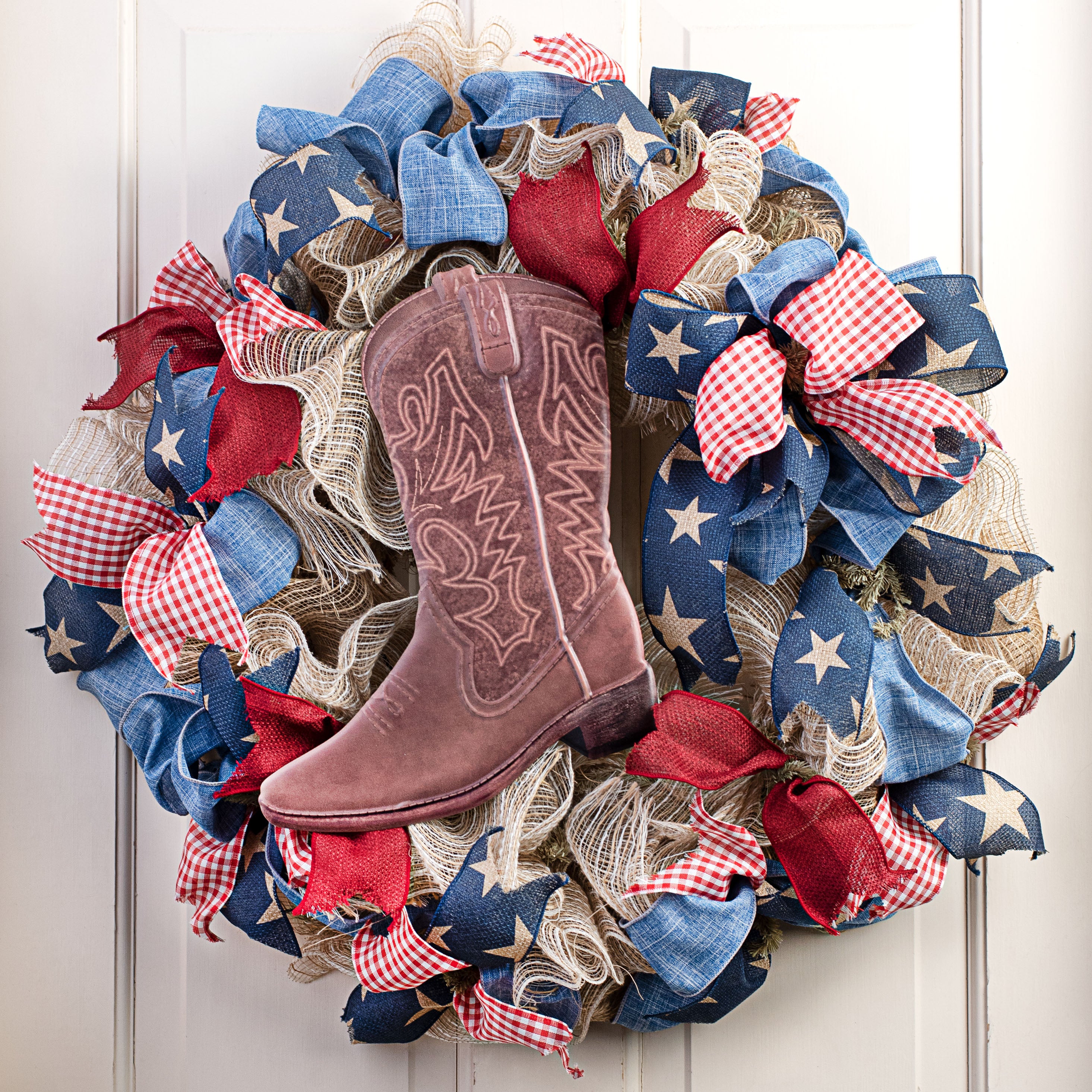 12.5" Metal Embossed Hanger: Classic Cowboy Boot Lifestyle Photo