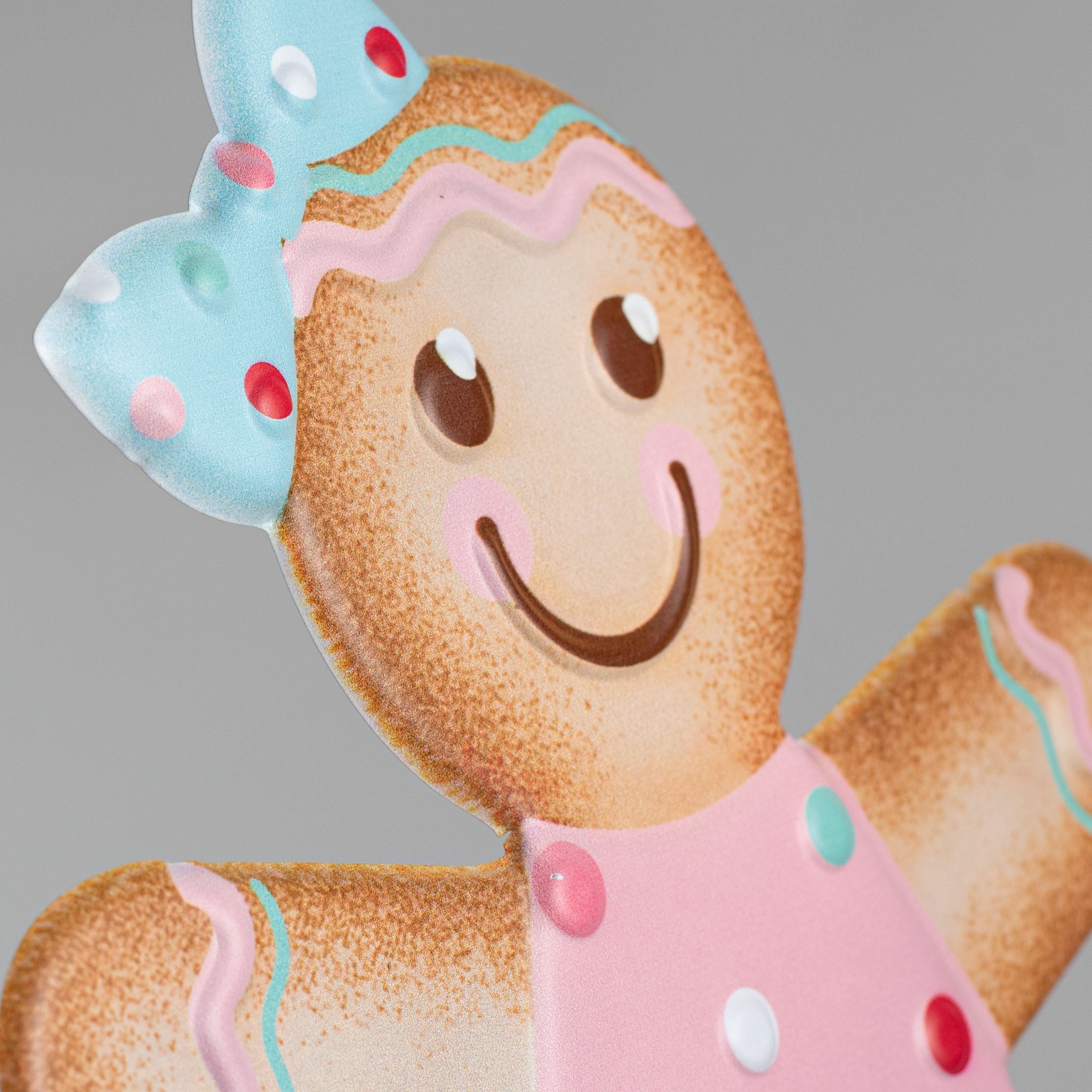 13" Metal Embossed Hanger: Gingerbread Girl detail photo 3