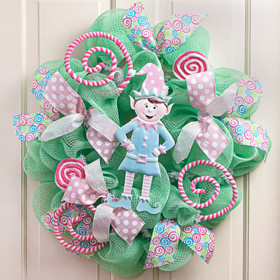 13" Metal Embossed Hanger: Ice Blue & Light Pink Elf Lifestyle Photo