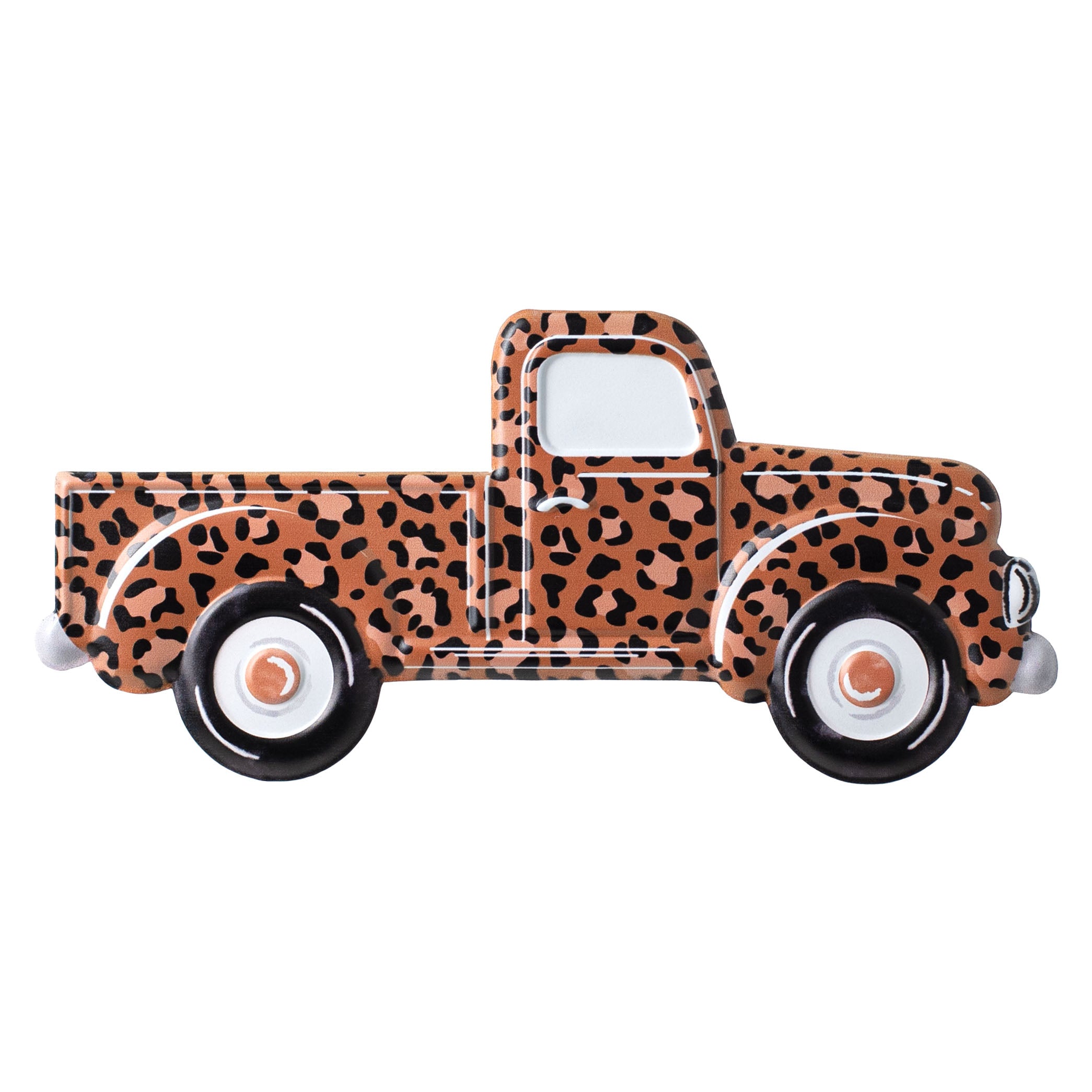 12" Metal Embossed Hanger: Leopard Truck Item Number: MD0671