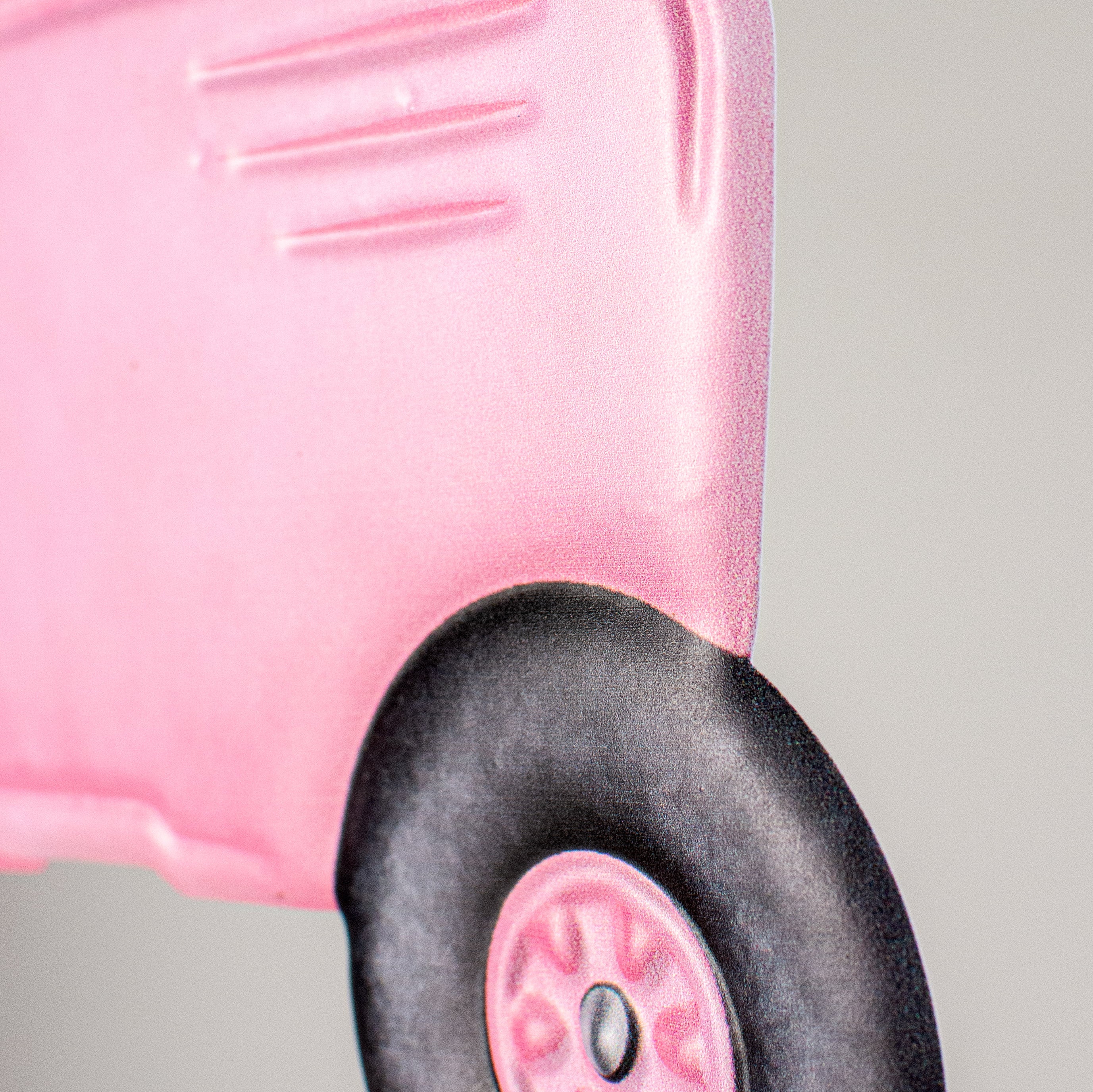 12" Metal Embossed Hanger: Light Pink Tractor detail photo 4