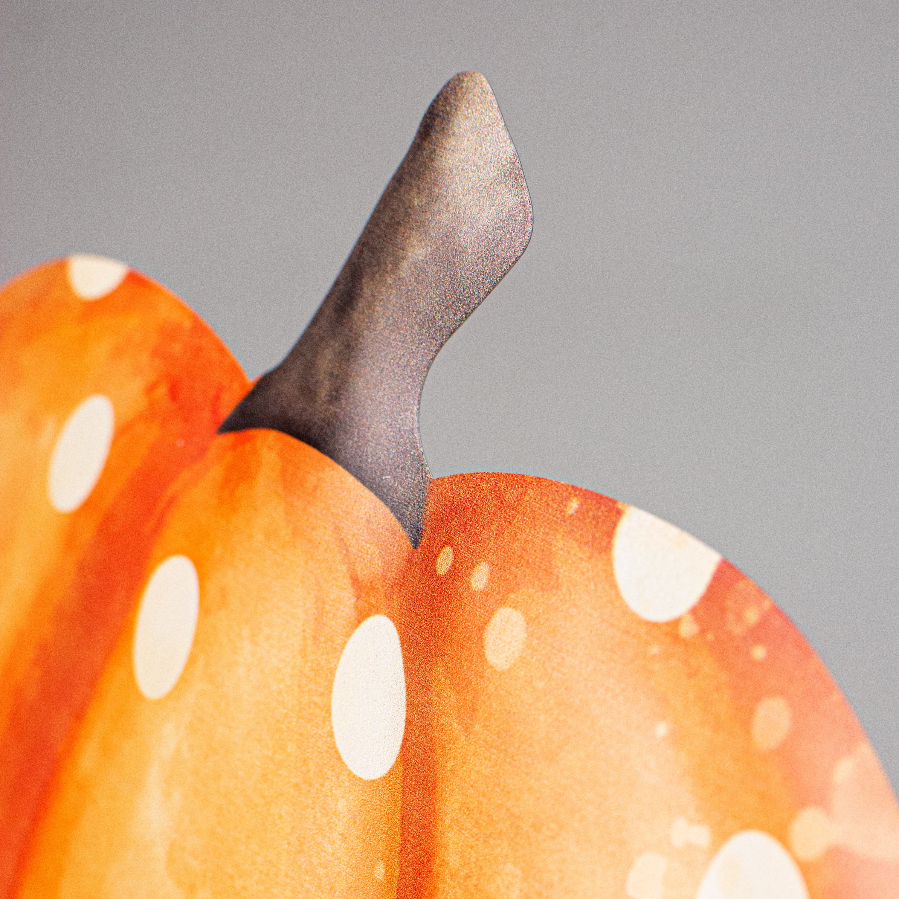 12" Metal Embossed Hanger: Orange & Cream Polka Dot Pumpkin detail photo 3