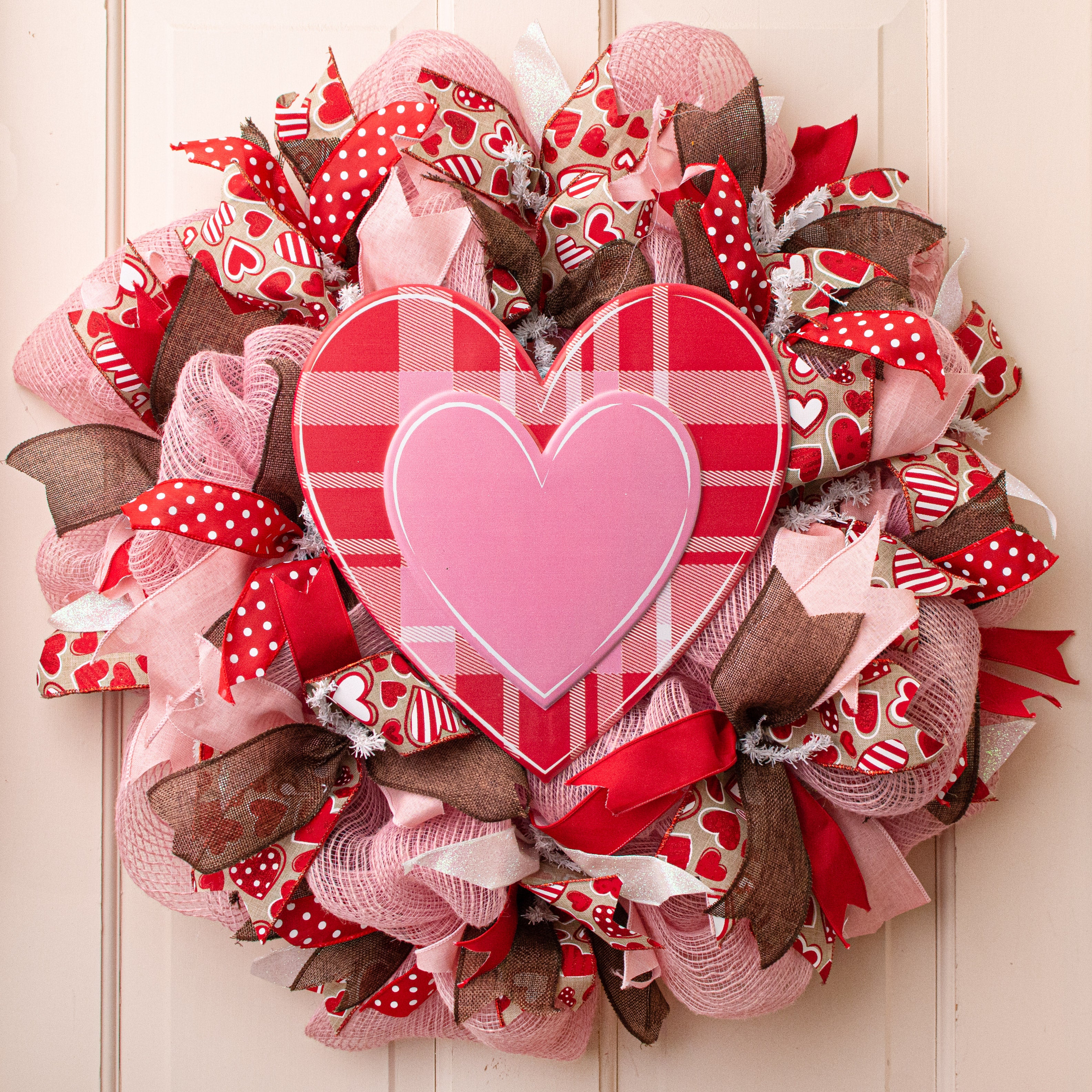 12" Metal Embossed Hanger: Plaid & Solid Heart Lifestyle Photo