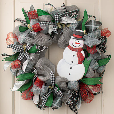 12" Metal Embossed Hanger: Snowman Lifestyle Photo