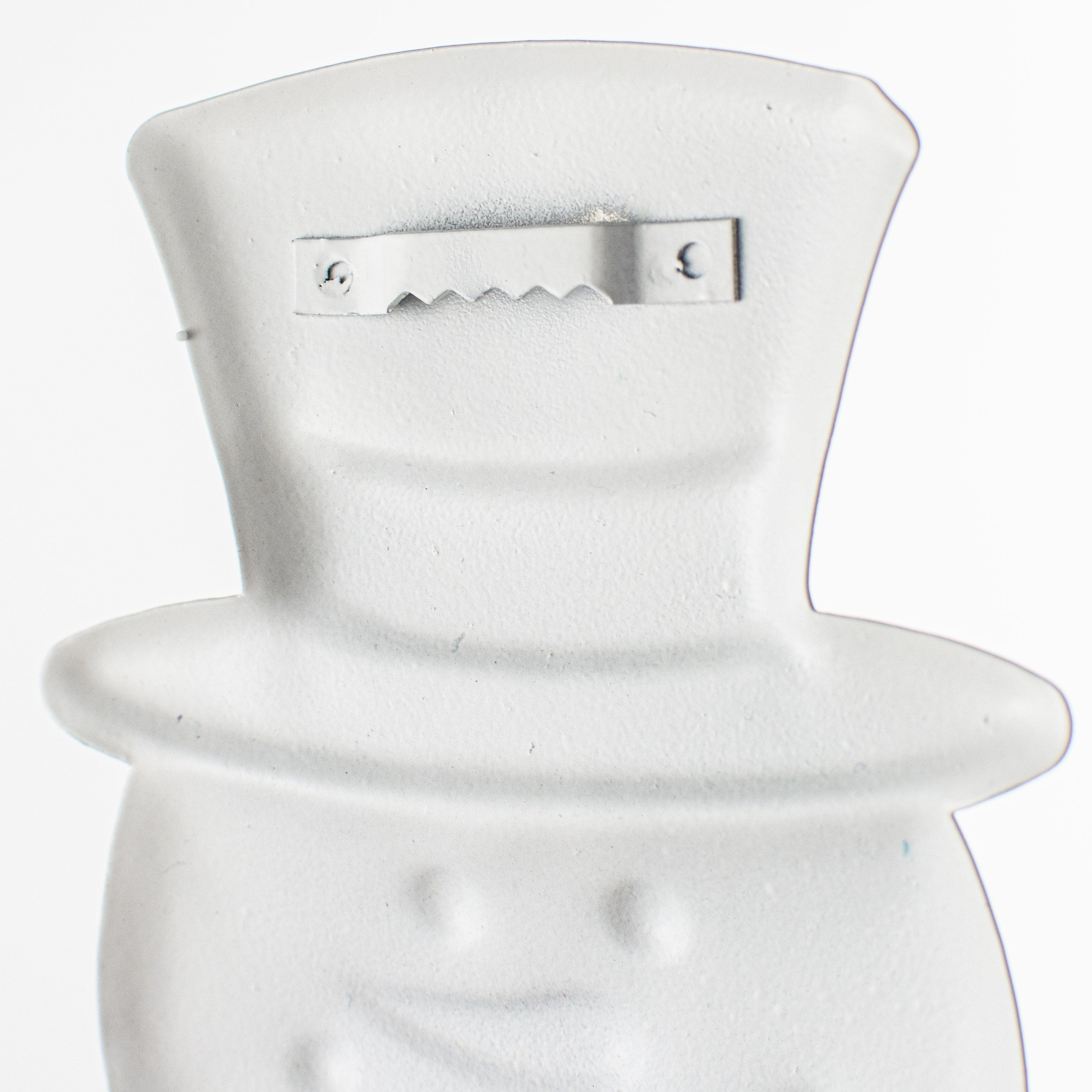12" Metal Embossed Hanger: Snowman detail photo 4
