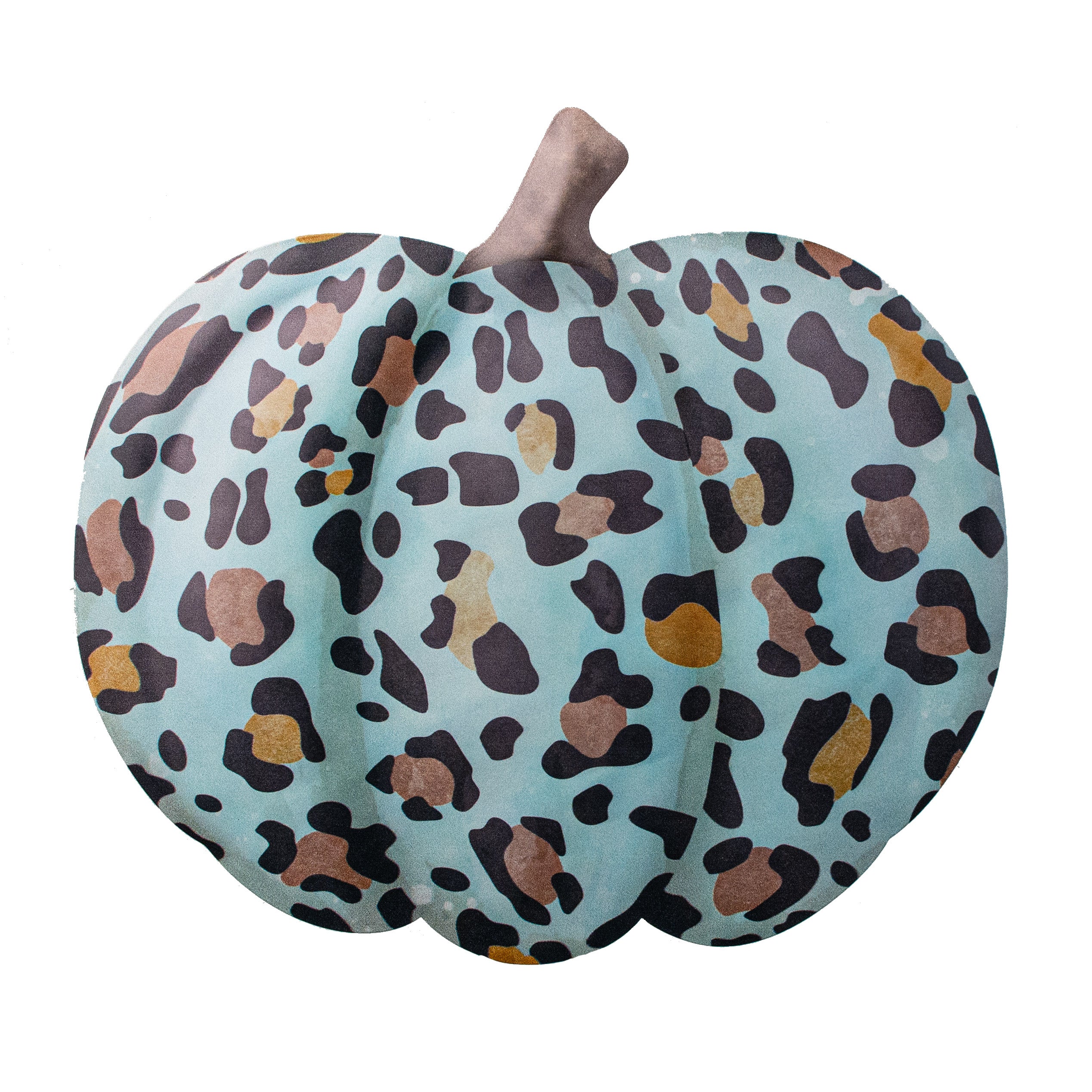 12" Metal Embossed Hanger: Teal Leopard Pumpkin Item Number: MD076537