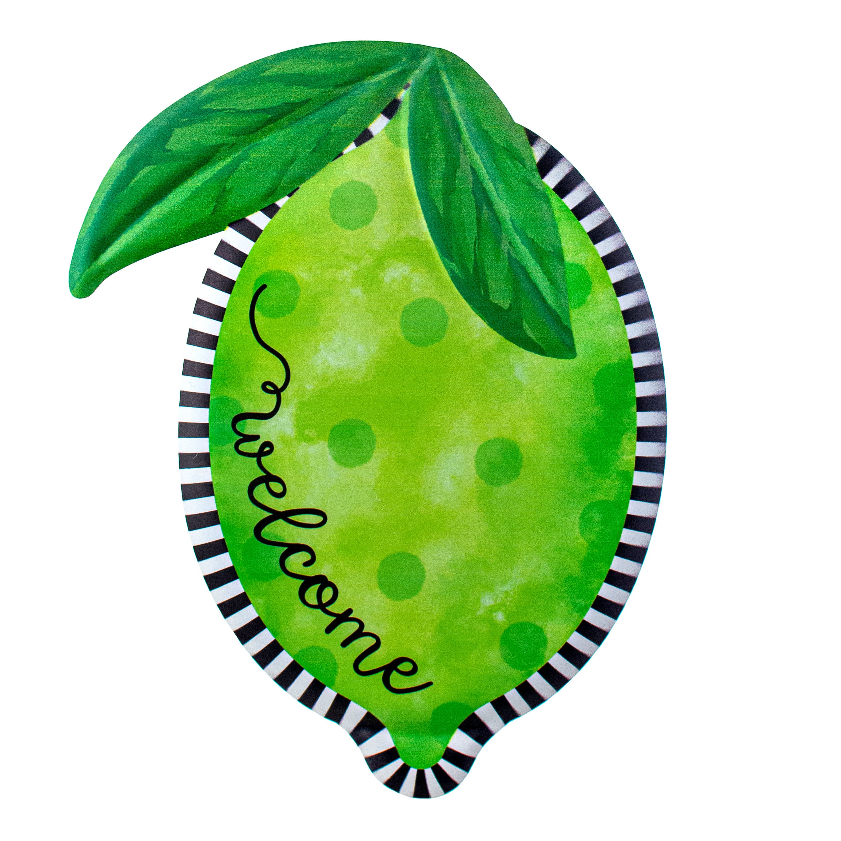 12" Metal Embossed Hanger: Welcome Lime Item Number: MD072136
