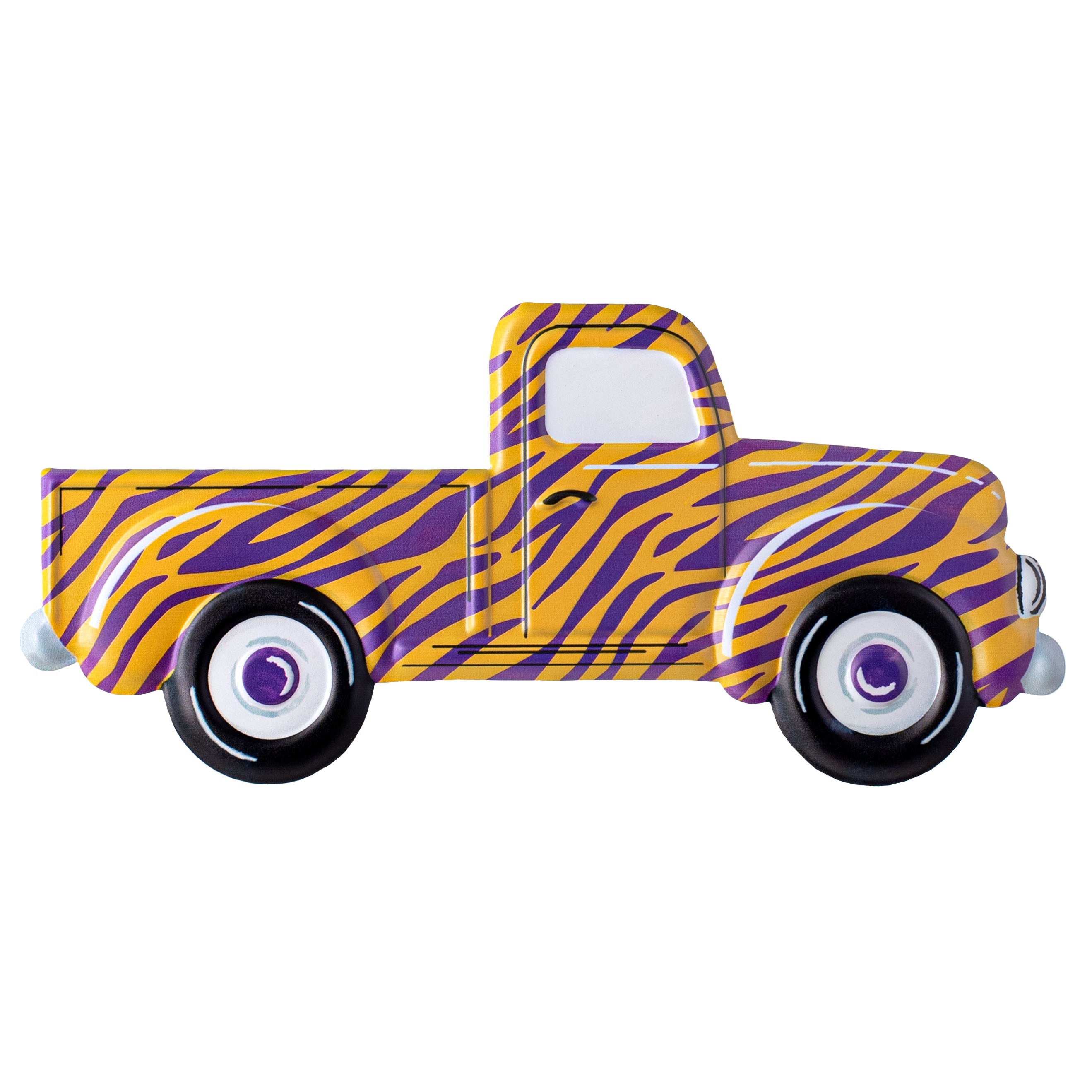 12" Metal Embossed Hanger: Yellow & Purple Animal Stripe Truck Item Number: MD078351