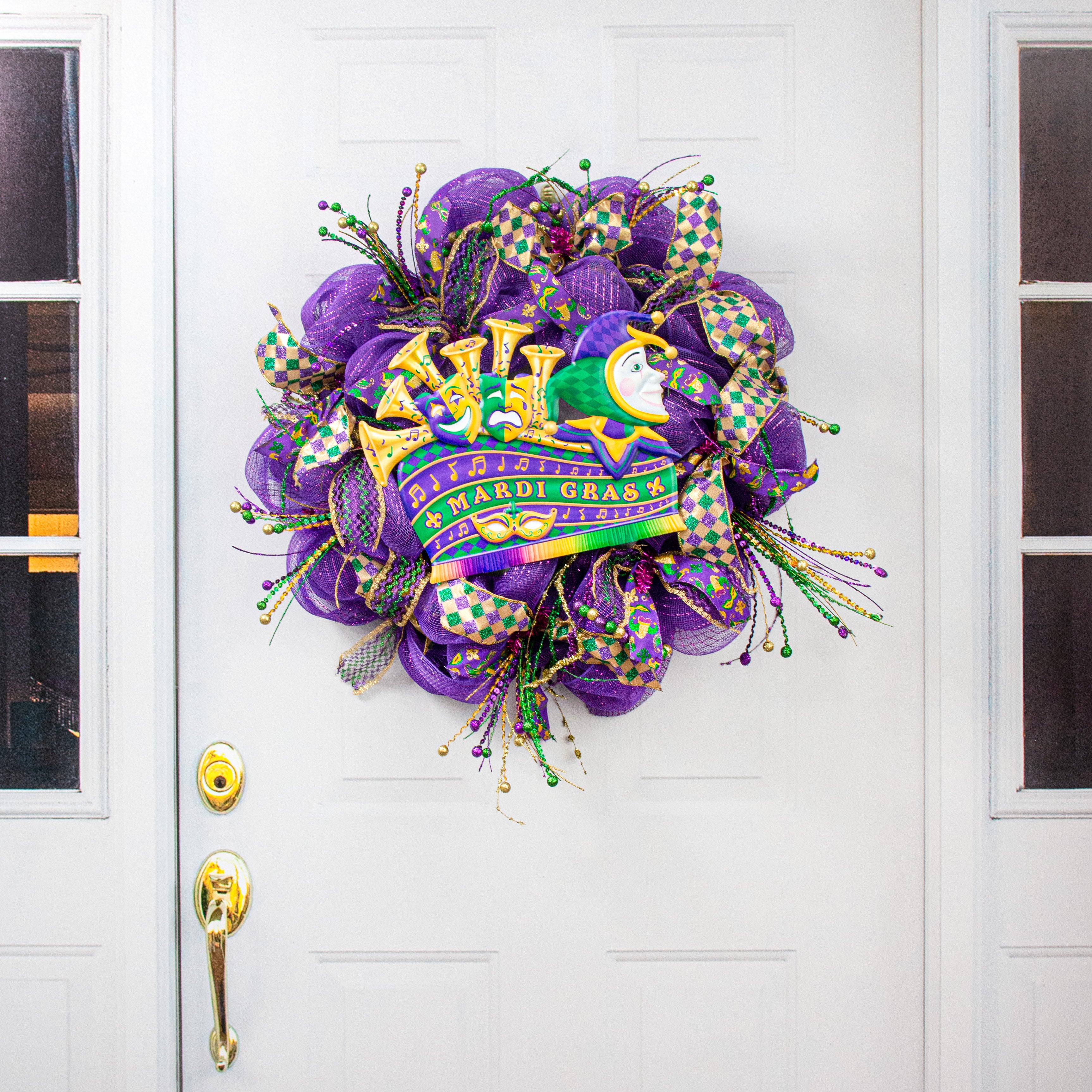 15" Metal Embossed Sign: Mardi Gras Float Shape detail photo 4