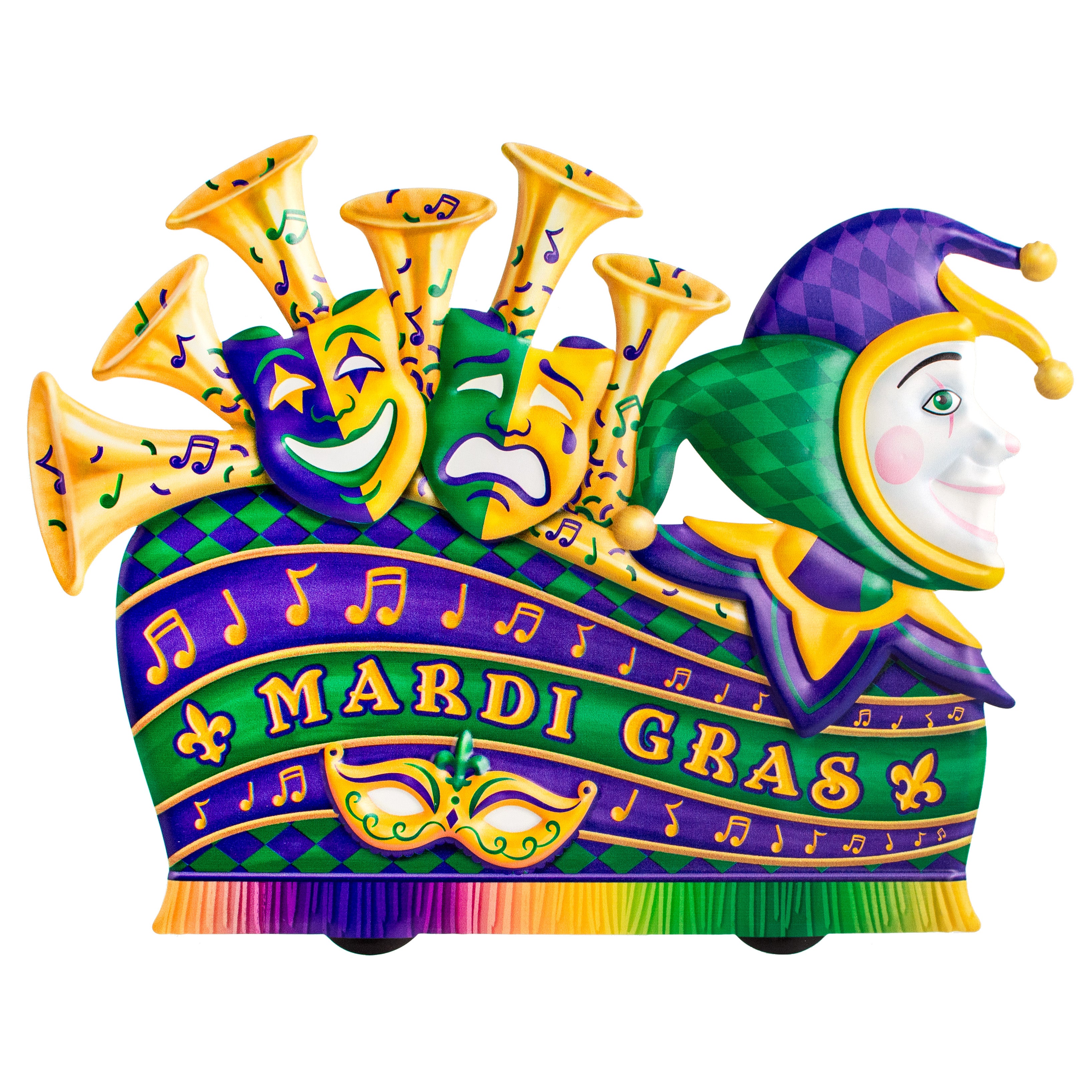 15" Metal Embossed Sign: Mardi Gras Float Shape Item Number: MD1108