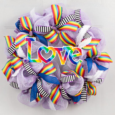13" Metal Embossed Sign: Rainbow Love Lifestyle Photo