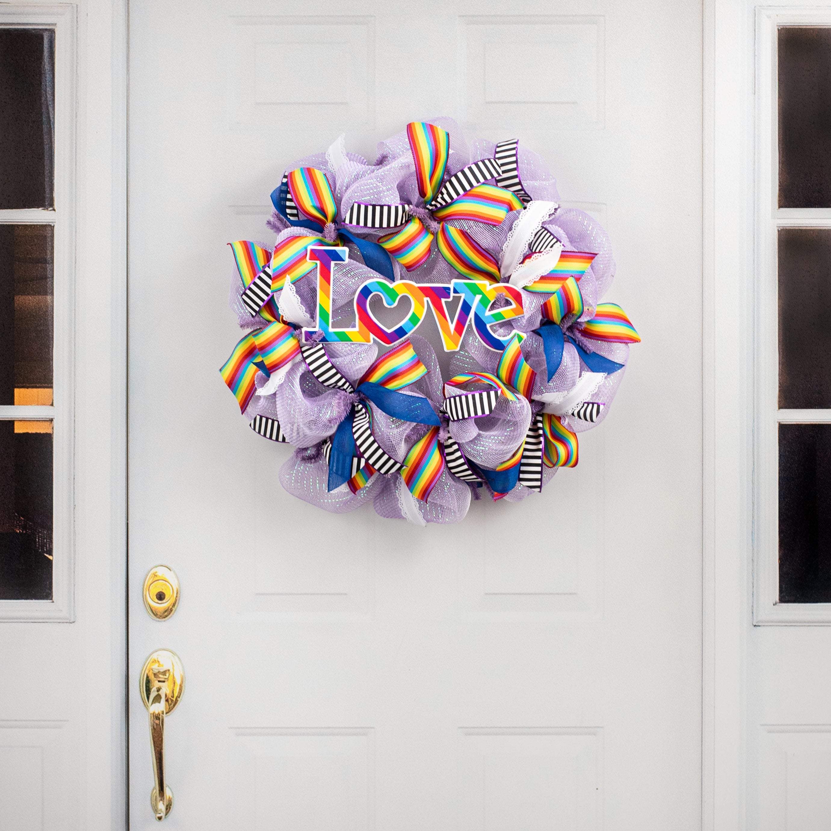 13" Metal Embossed Sign: Rainbow Love detail photo 5