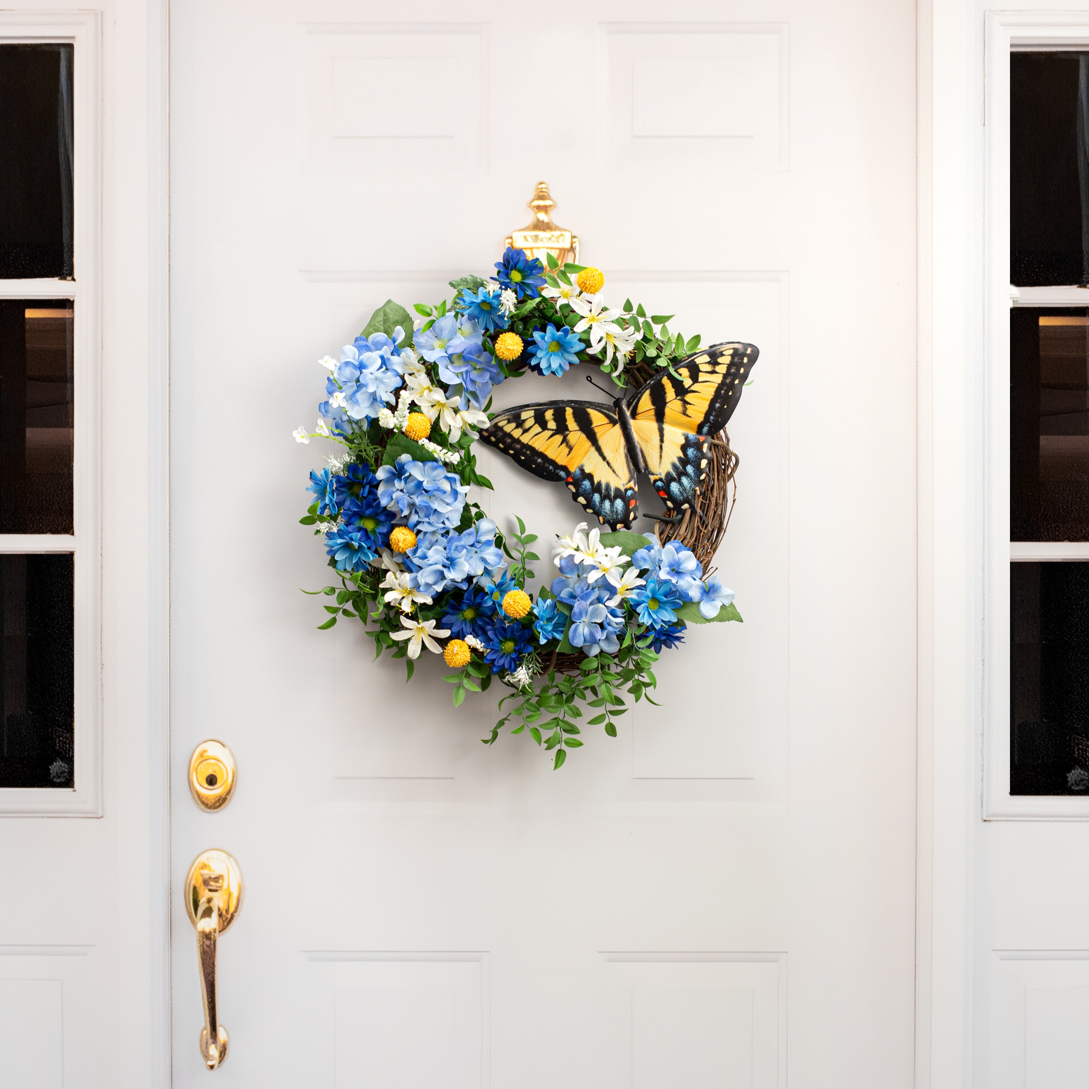 13" Metal Embossed Swallowtail Butterfly Sign: Yellow detail photo 4