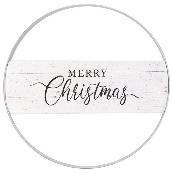 24" Metal Hoop Ring Sign: Whitewash Merry Christmas Item Number: AW966727