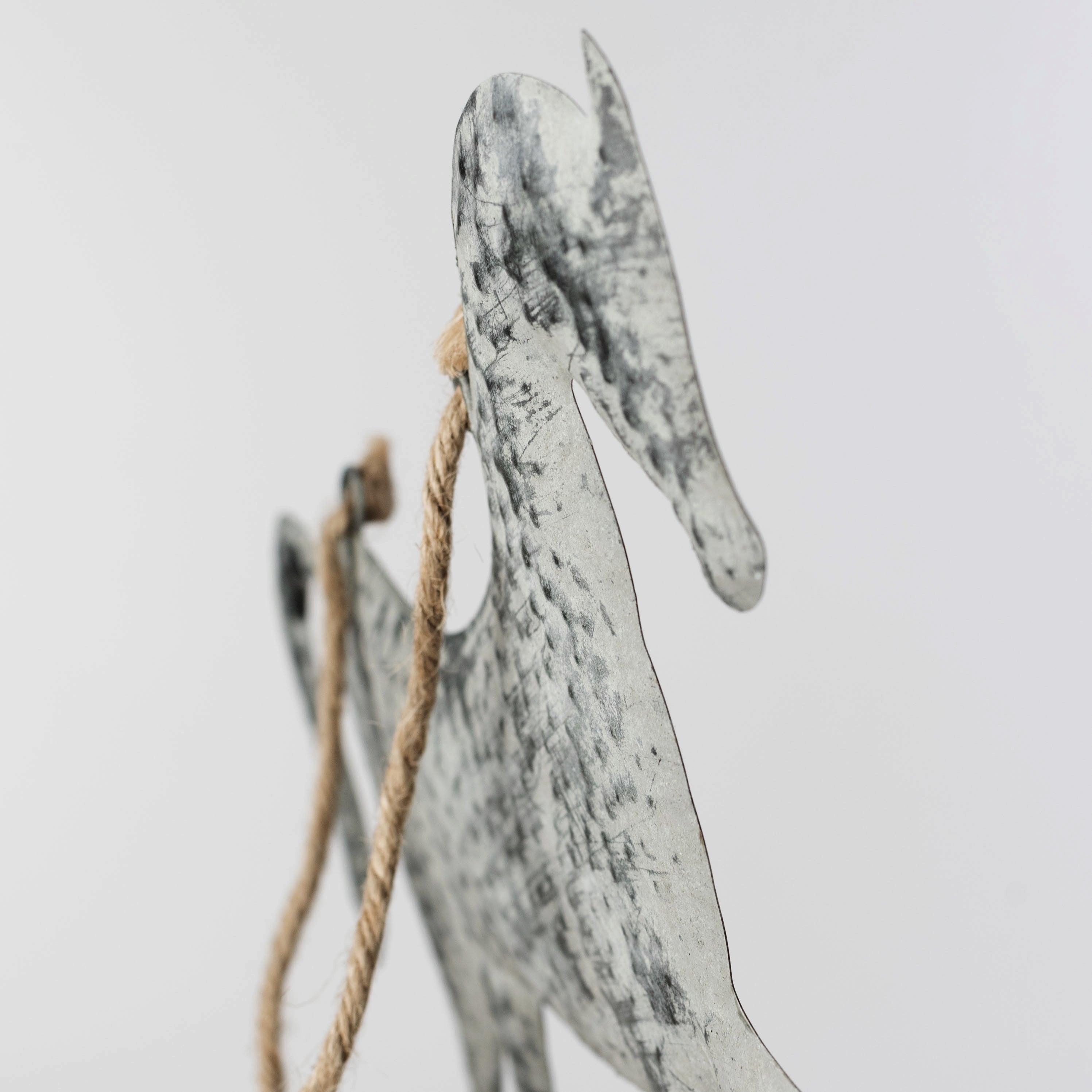 10" Metal Horse Ornament: Distressed Gray detail photo 4