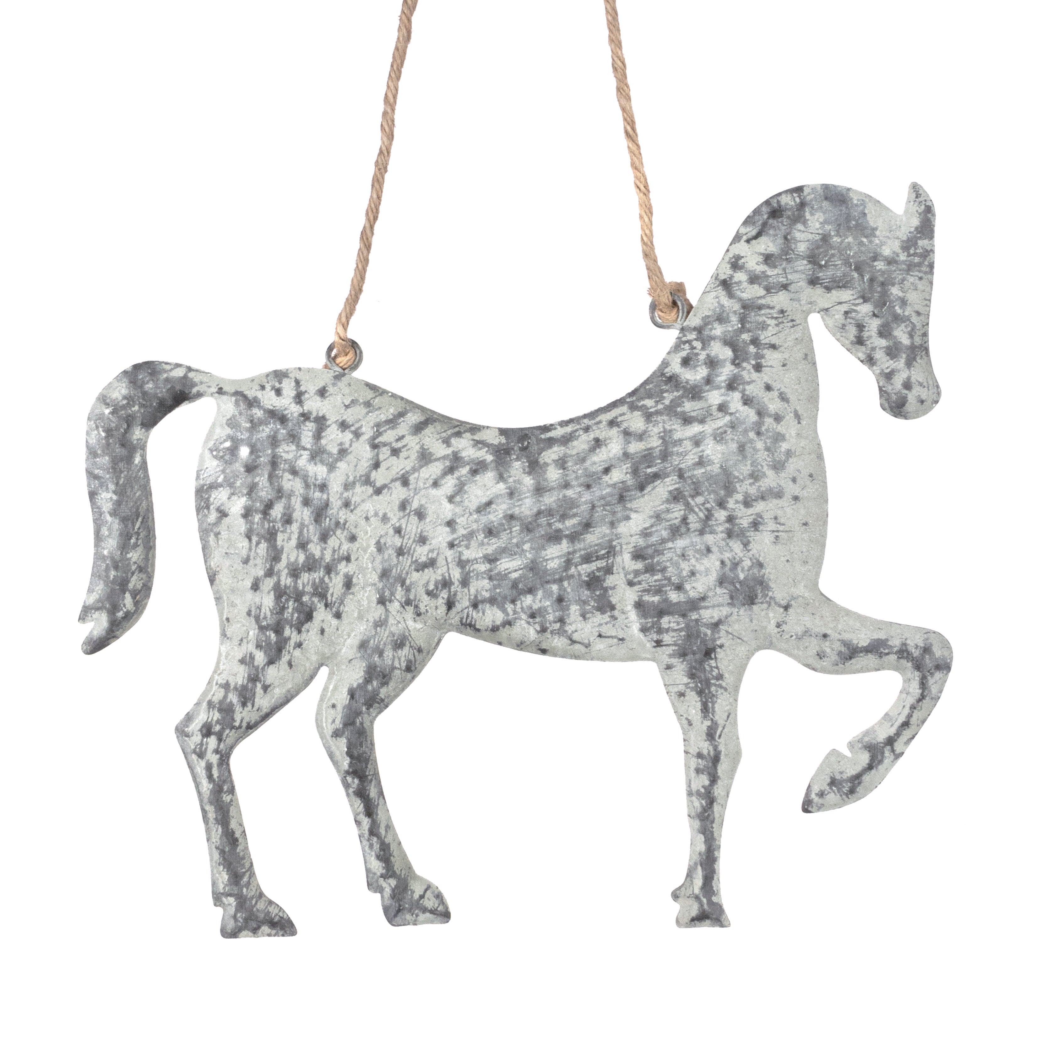 10" Metal Horse Ornament: Distressed Gray Item Number: M10785