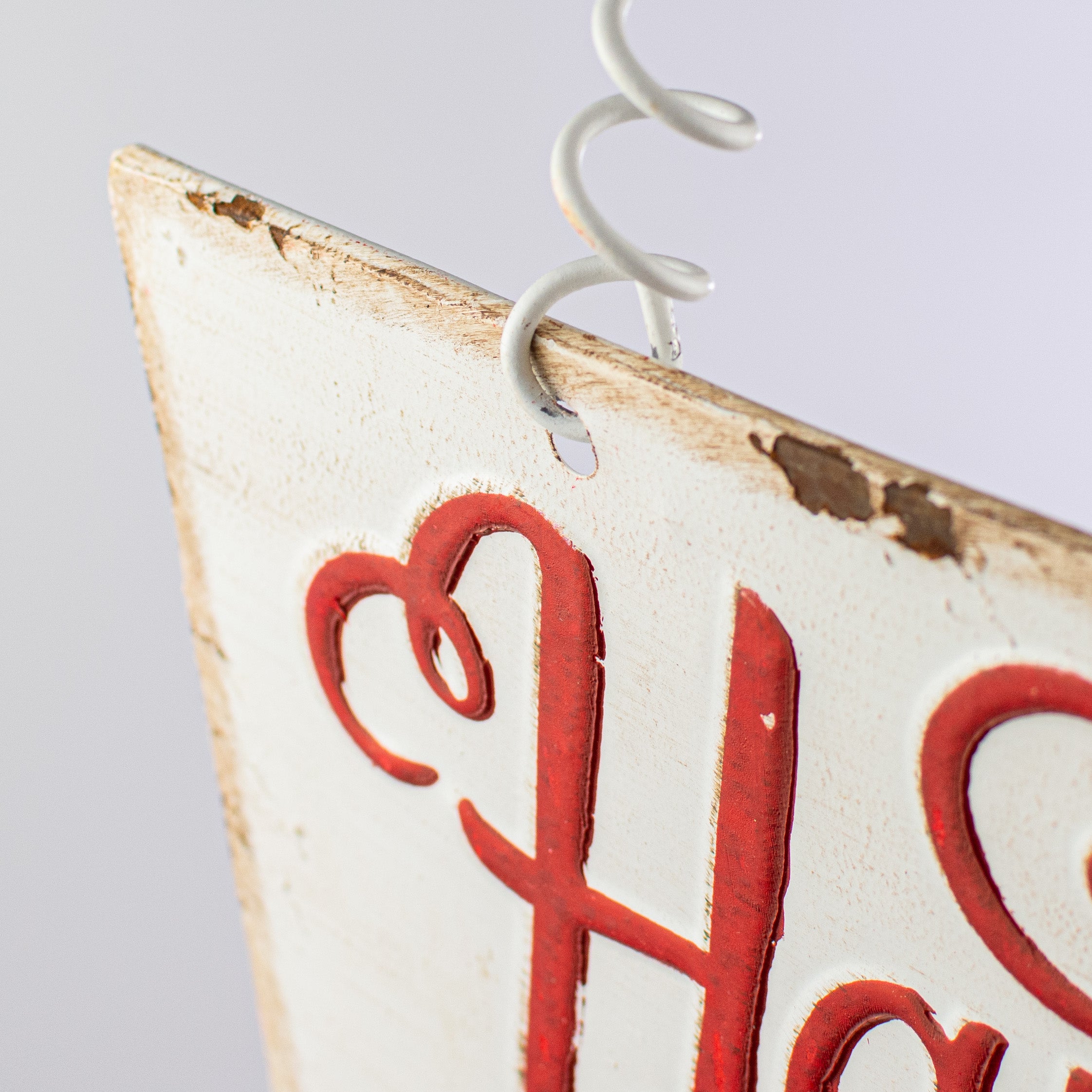 16" Metal Plaque: Red & White Happy Holidays detail photo 3