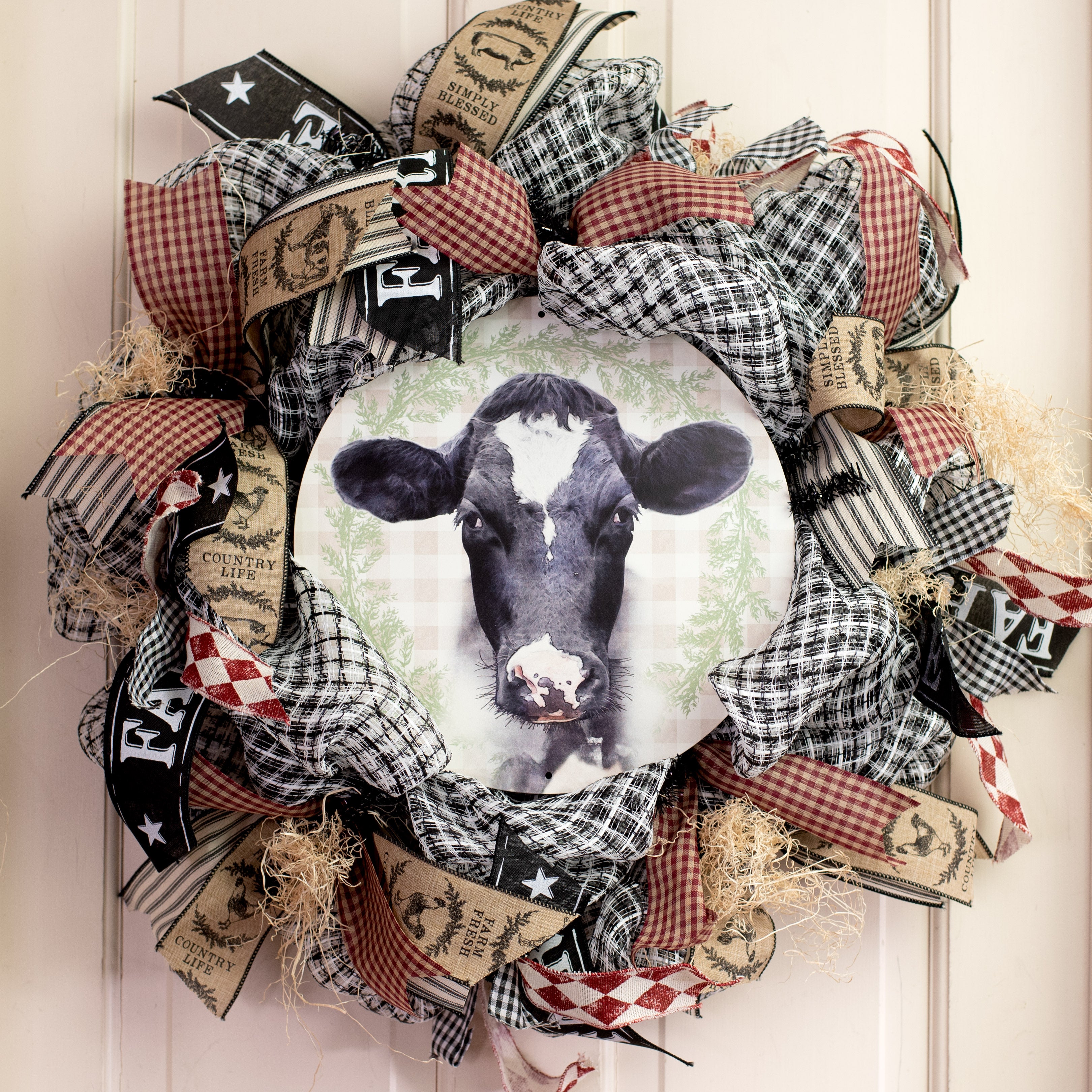 12" Metal Sign: Bessie the Cow Lifestyle Photo