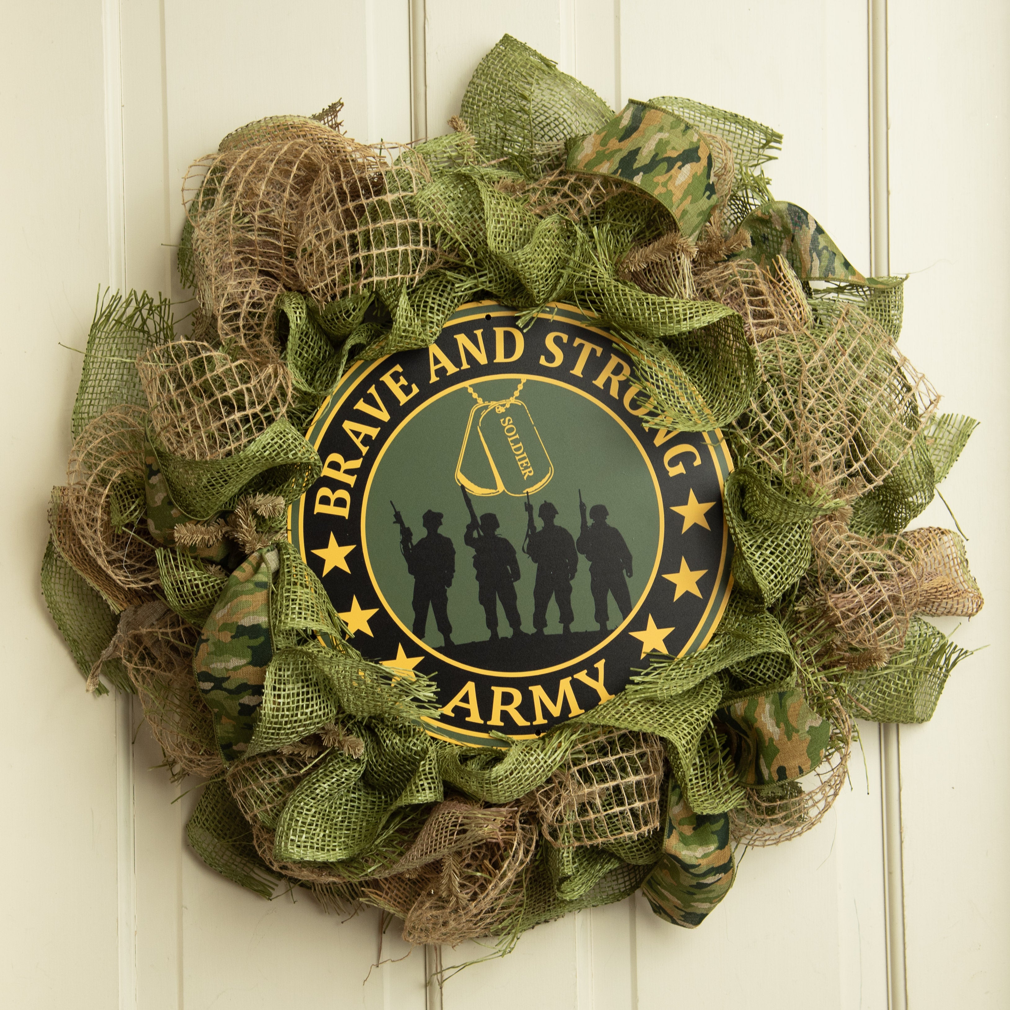 12" Metal Sign: Brave And Strong Army Lifestyle Photo