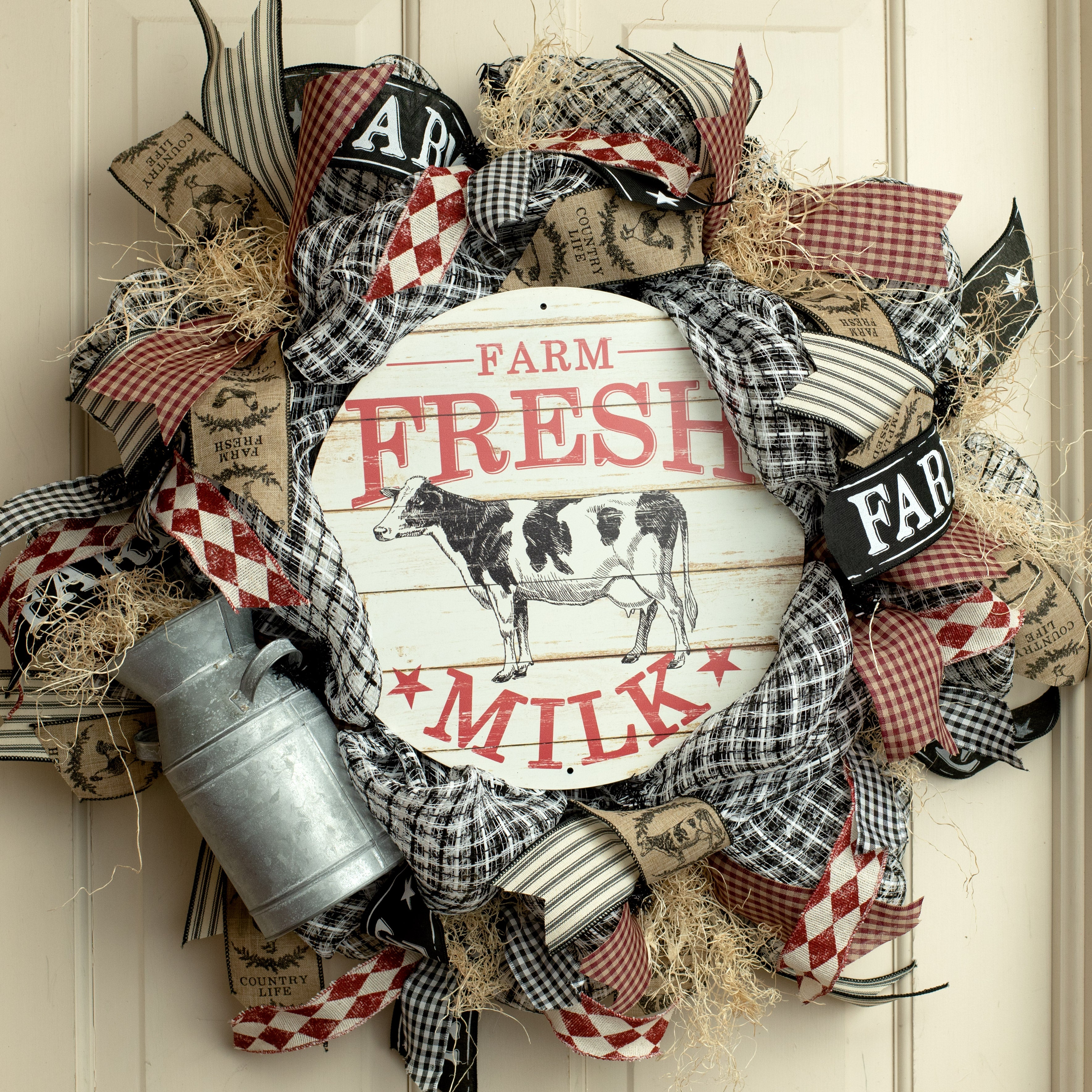 12" Metal Sign: Farm Fresh Milk Lifestyle Photo