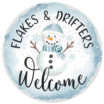 12" Metal Sign: Flakes & Drifters Welcome Snowman Item Number: MD0749
