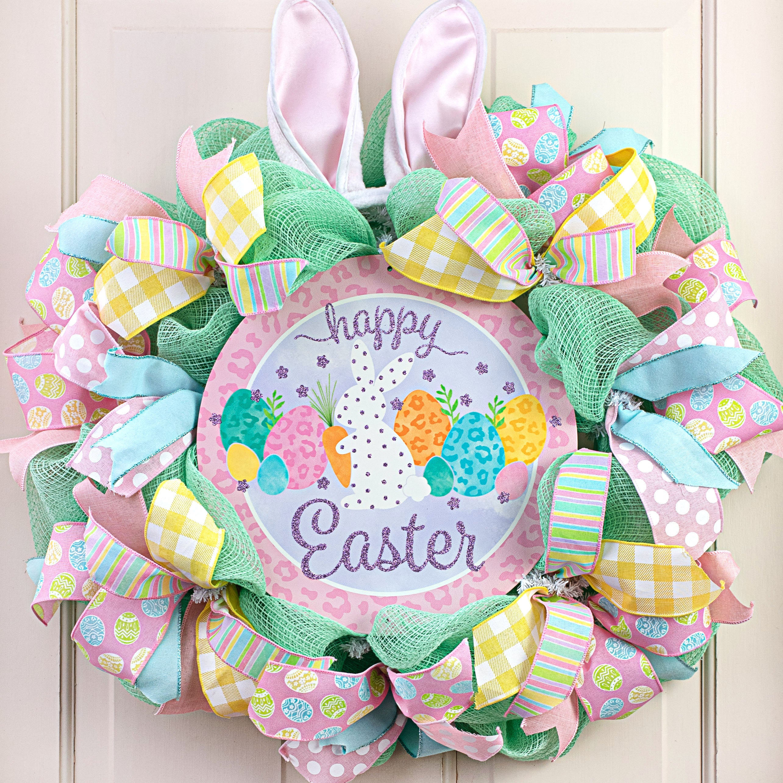 12" Metal Sign: Glitter Leopard Happy Easter Lifestyle Photo