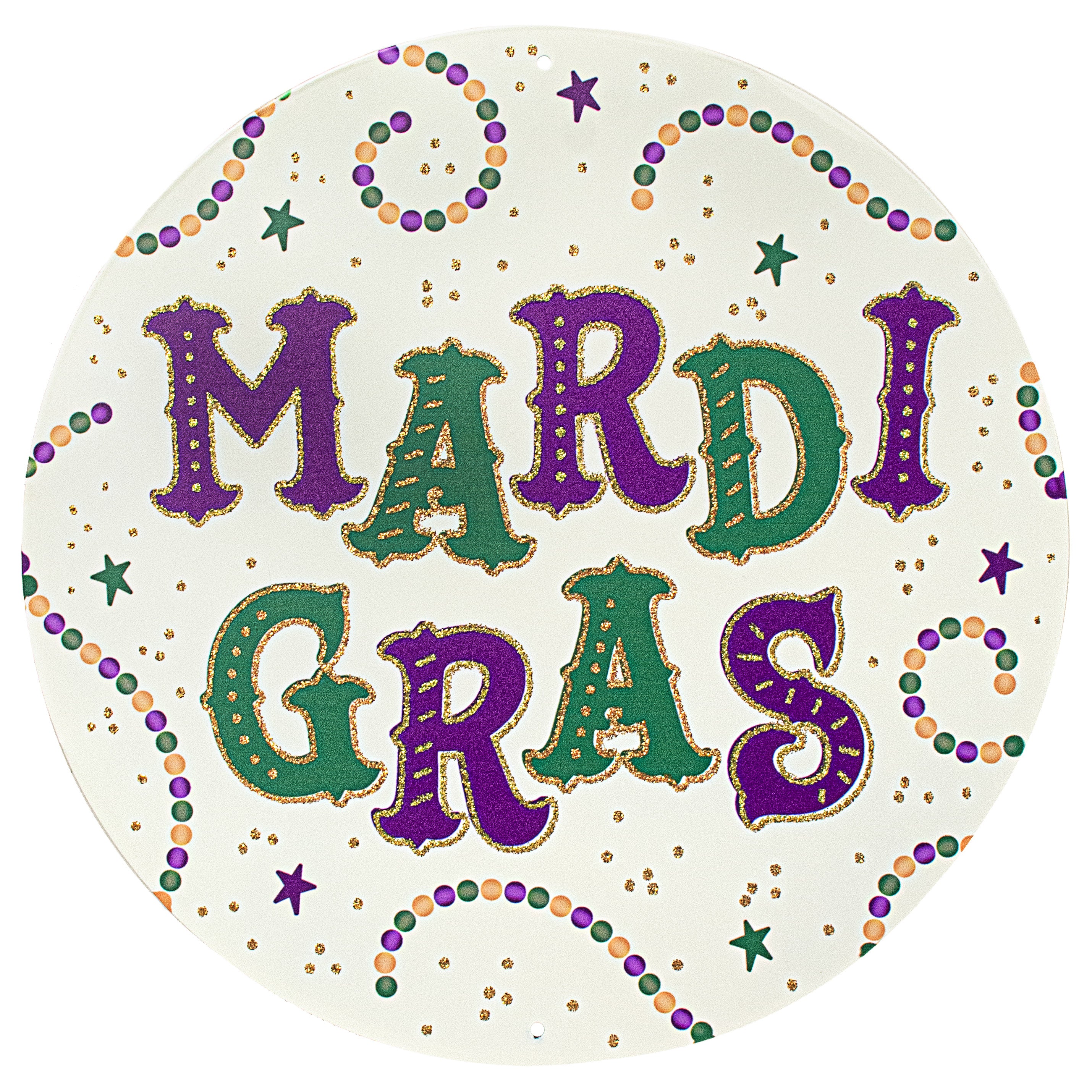 12" Metal Sign: Glitter Mardi Gras Item Number: MD0852