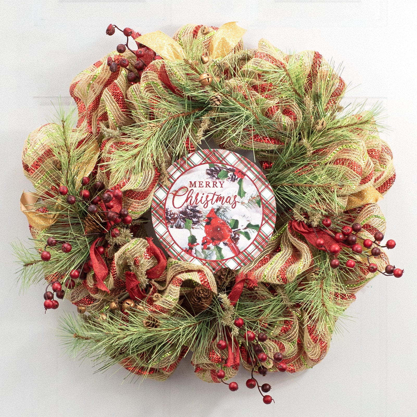 8" Metal Sign: Glitter Merry Christmas Cardinal Lifestyle Photo